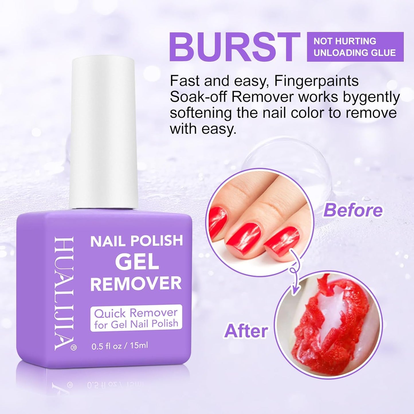 Gel Nail Polish Remover, (2pcs) Gel Polish Remover for Nails, No Need for Foil, Quick & Easy Polish Remover In 3-5 Minutes, No Need Soaking Or Wrapping-0.5 floz