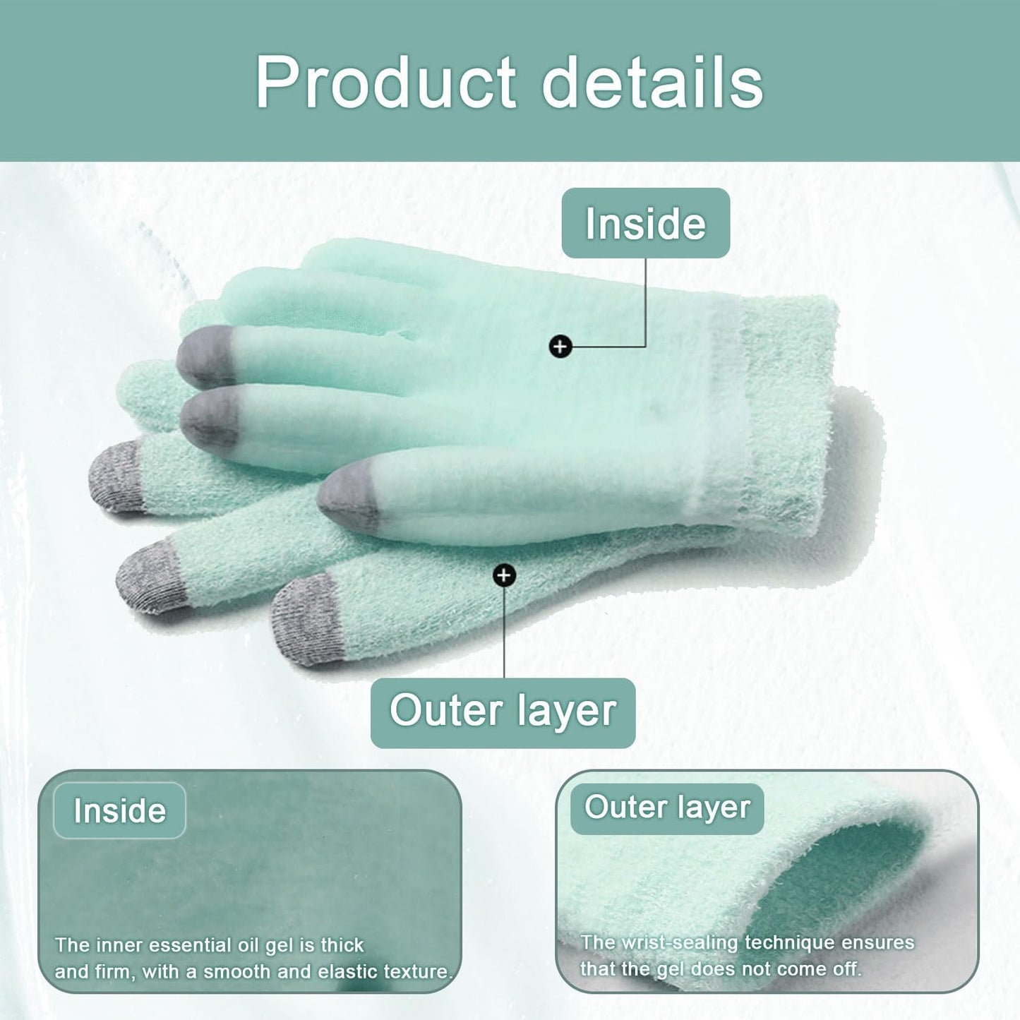 Moisturizing Gloves for Dry Hands, Touchscreen Silicone Gloves Reusable Spa Hydrating Gloves for Women Hand Care Cracked Skin