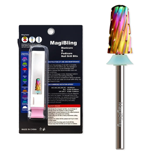 Round Top Nail Drill Bits, Cross Cut Tapered 3/32'' Safety Tungsten Carbide Professional Bit, Remove Gel Fast, Left Right Hand Use, Acrylic Nail Polish, Technicians Bits, Quadruple Coarse.
