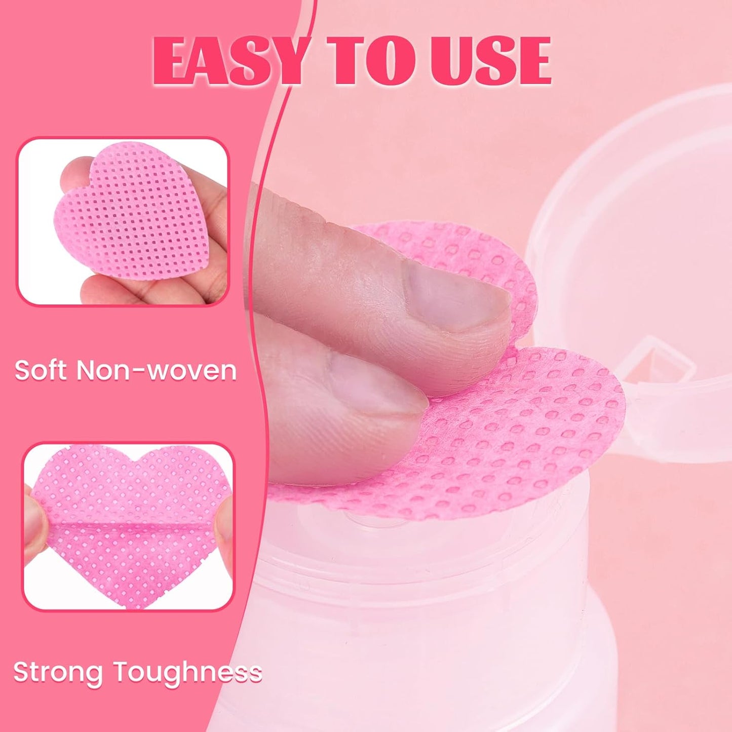 MAYEEN Lint Free Nail Wipes 400PCS Heart Shape Nail Polish Remover Wipes No Lint Soft Cleaning Wipe for Nails & Eyelash Extensions Nail Supplies