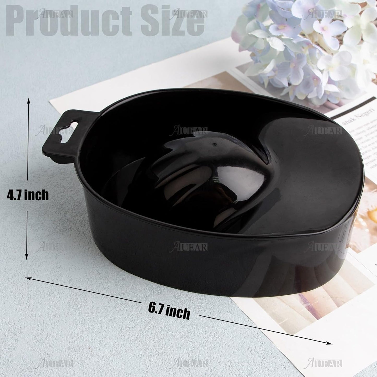 AUEAR, 2 Pack Manicure Bowl Nail Soaking Art Hand Soak Treatment Bowls Tray for SPA Tools (Black)