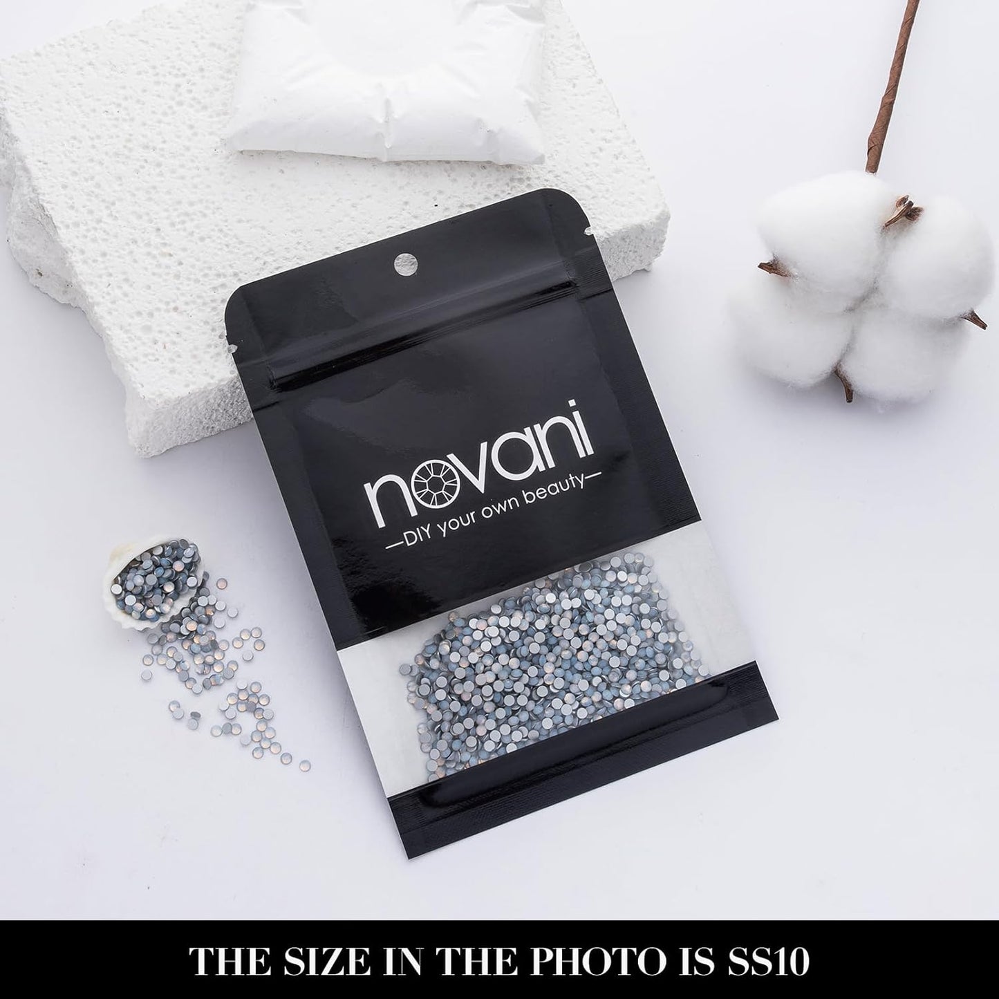 Novani 3000 Pieces Flatback Rhinestones Glass Round Gems White Opal Crystals for Nail Art DIY Crafts Clothes Shoes,SS10,2.7-2.9mm