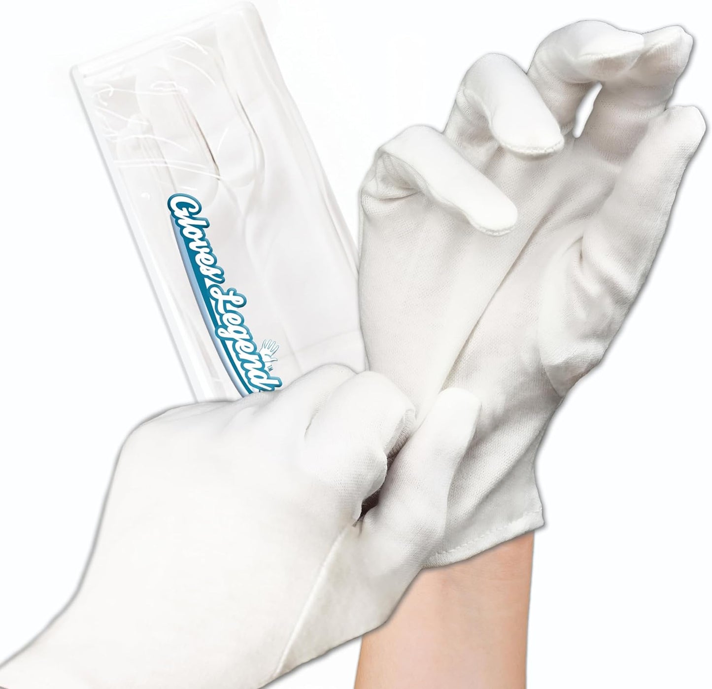 12 Pairs - Medium - Gloves Legend Cotton Moisturizing Gloves for Dry Hands - White Sleeping Gloves for Nighttime Care - 100% Cotton