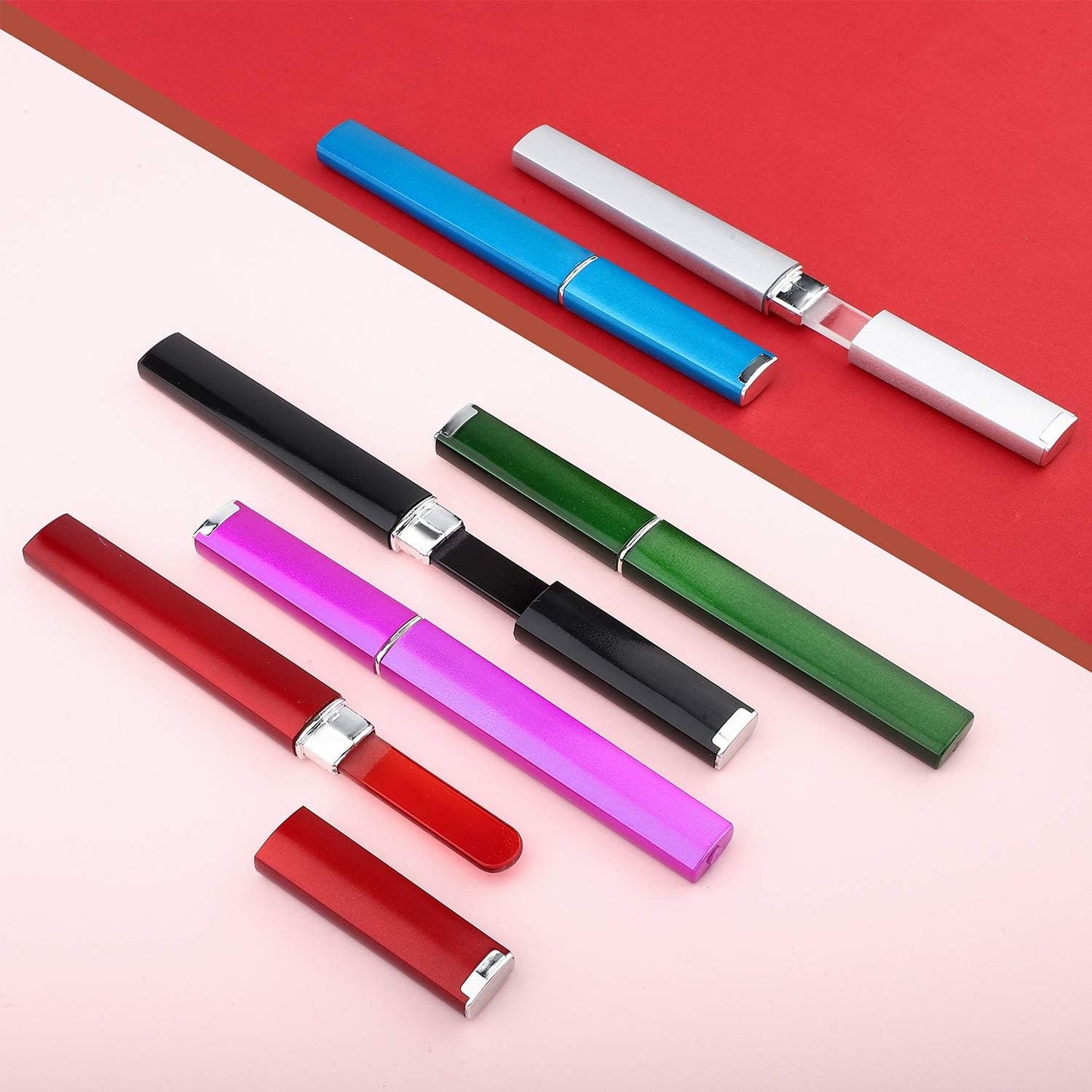 6 Pack Glass Nail Files with Case Stocking Stuffers for Women Crystal Glass Fingernail Files for Natural Nails Double Sided Nail File Gifts Manicure Set for Gentle Nail Care, 6 Colors
