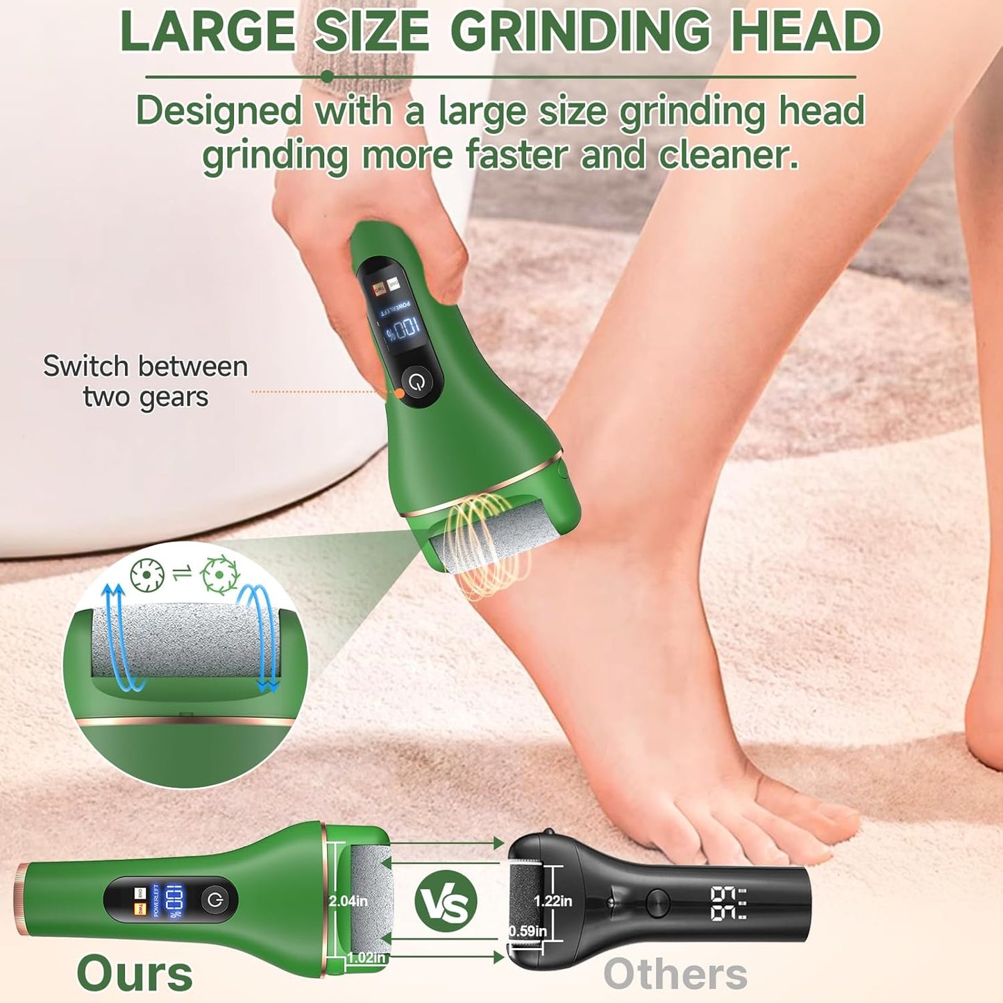 Electric Callus Remover for Feet,Rechargeable Portable Electronic Foot File Pedicure Kits,Professional Waterproof Pedi Feet Care Tools Wet&Dry Foot Scrubber File Perfect for Hard Cracked Dry Dead Skin