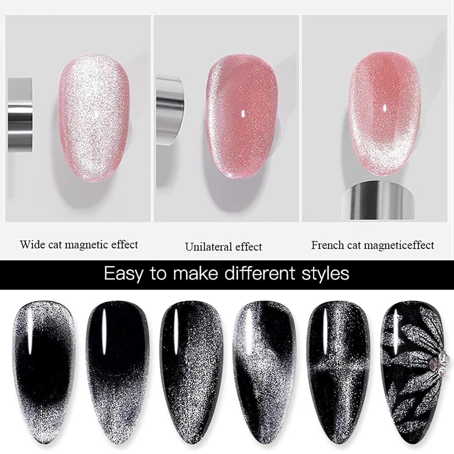4 Pieces Extra Large Cylindrical Cat Eye Magnet for Nails Double-Head Magnetic Gel Polish Stick Multi-Function Nail Magnet Strong Magic Cat Eye Manicure Design Tool