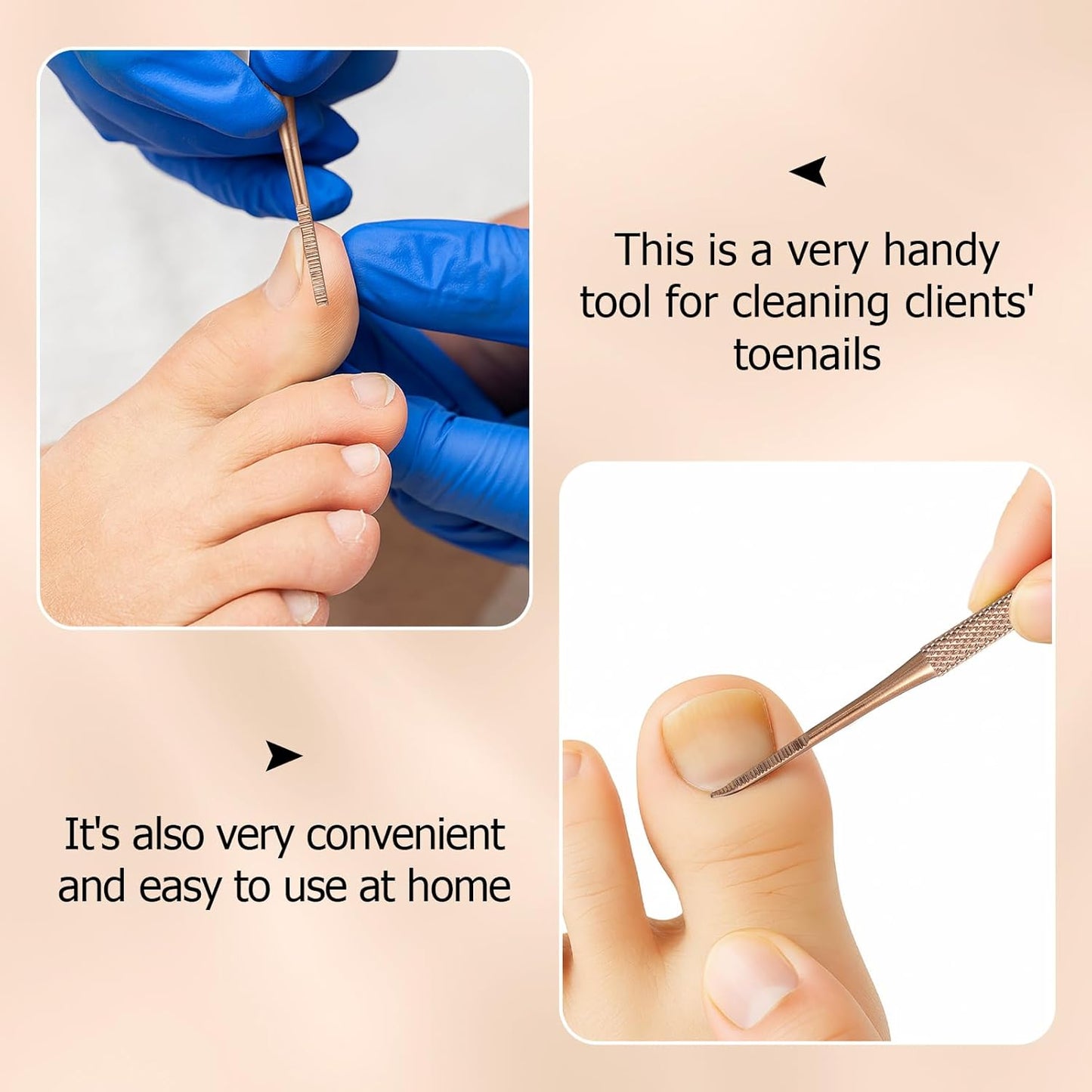 Mudder 6 Pack Ingrown Toenail Files Double Sided Toenail Lifters One Side Flat and One Side Curved Stainless Steel Manicure Treatment Removal Pedicure Tools for Feet Under Nail Cleaner (Rose Gold)