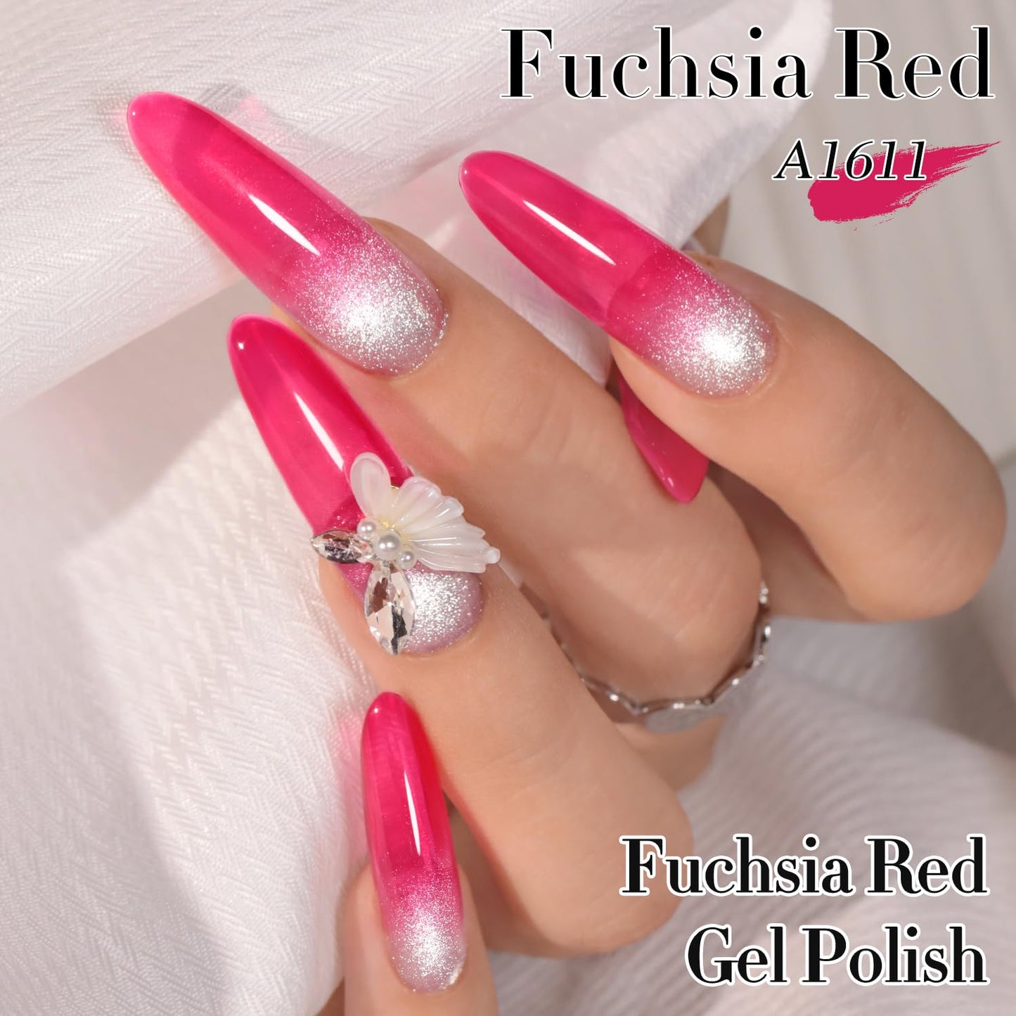 Double Rhythm 0.5 Oz Jelly Gel Polish Same Color Same Bottle Sheer Neutral Natural Light Milky Pastel 15ML Translucent Polish Art DIY at Home (Fuchsia Red-A1611)