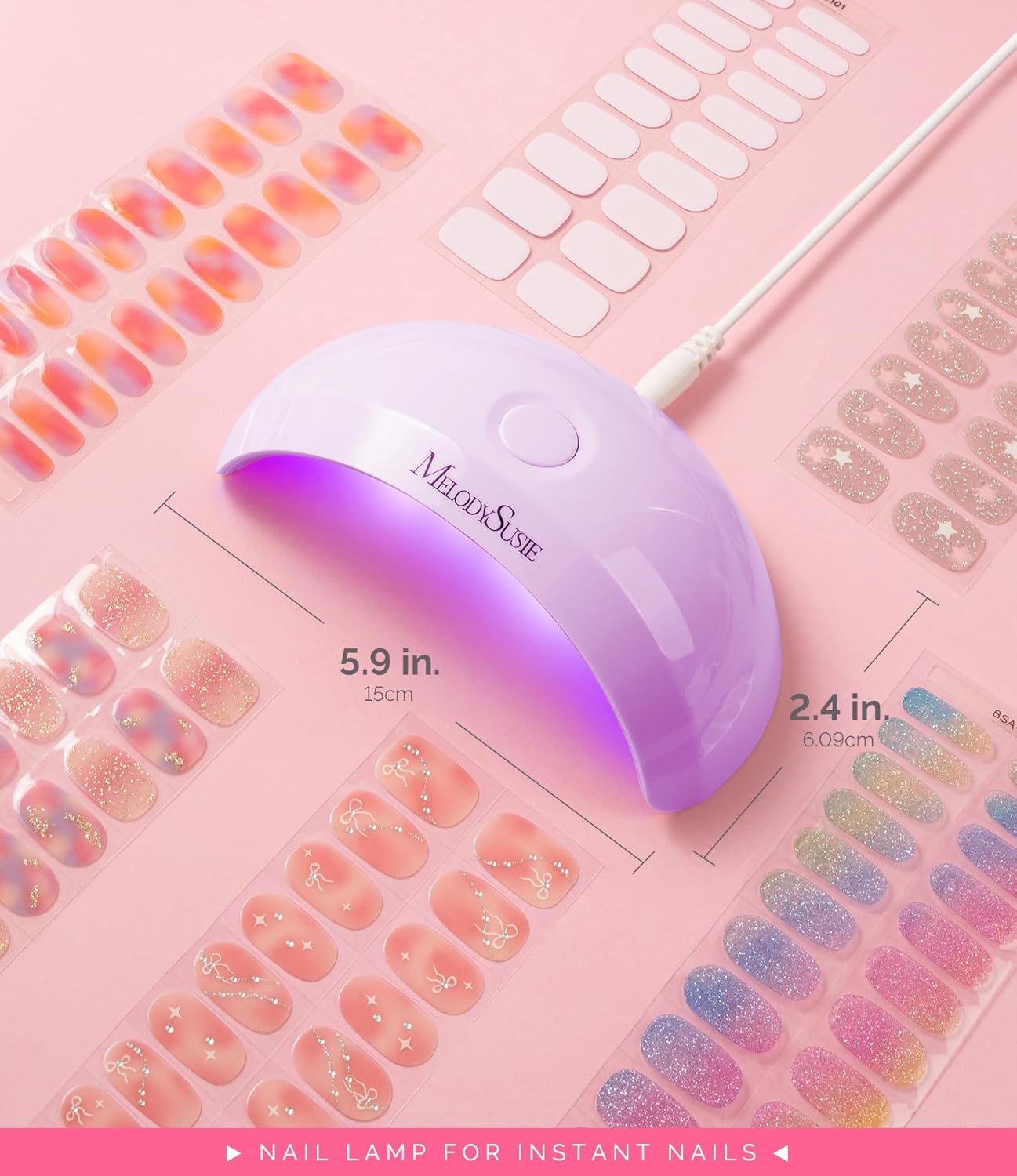 MelodySusie Starter-Friendly LED UV Nail Lamp with 2 Timers, Pocket-Sized for Handheld & Desktop Use, P-art04 UV Light for Gel Nail Especially Instant Nails, Base/top Coat & Half-Cured Gel (Purple)