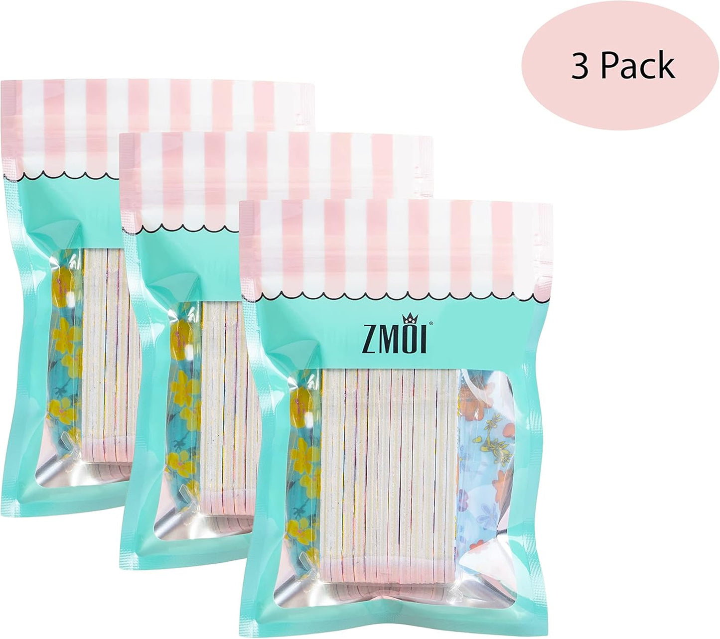 (1 Dozen) Pack of 3 Colorful Girly Mini Emery Board Nail Files