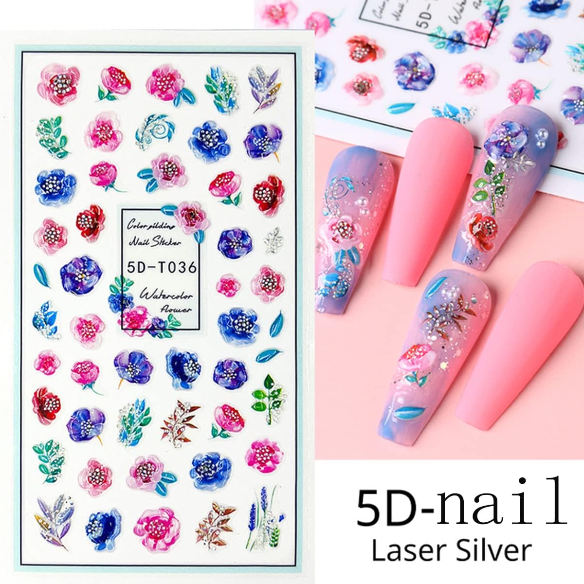 4 Sheets Flower Nail Art Stickers 5D Embossed Nail Decals Flowers Petals Leaf Nail Design Spring Sticker Geometry Engraved Floral Adhesive Foils Summer Leave Butterfly For Nail Art Manicure Decoration