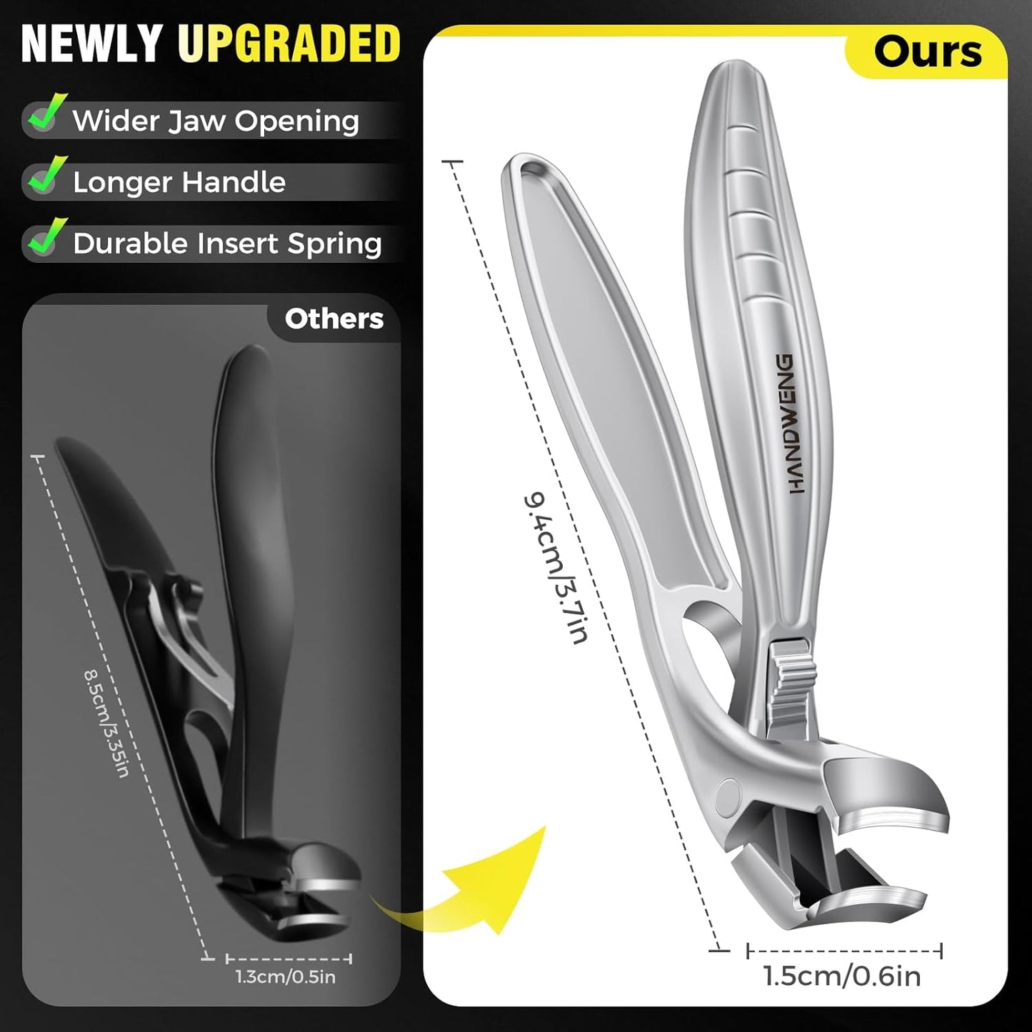 2025 Toenail Clippers for Seniors Thick Toenails, Angled Head Large Toe Nail Clippers for Men with Catcher, Heavy Duty Sharp Fingernail Clipper with Long Handle, Wide Jaw