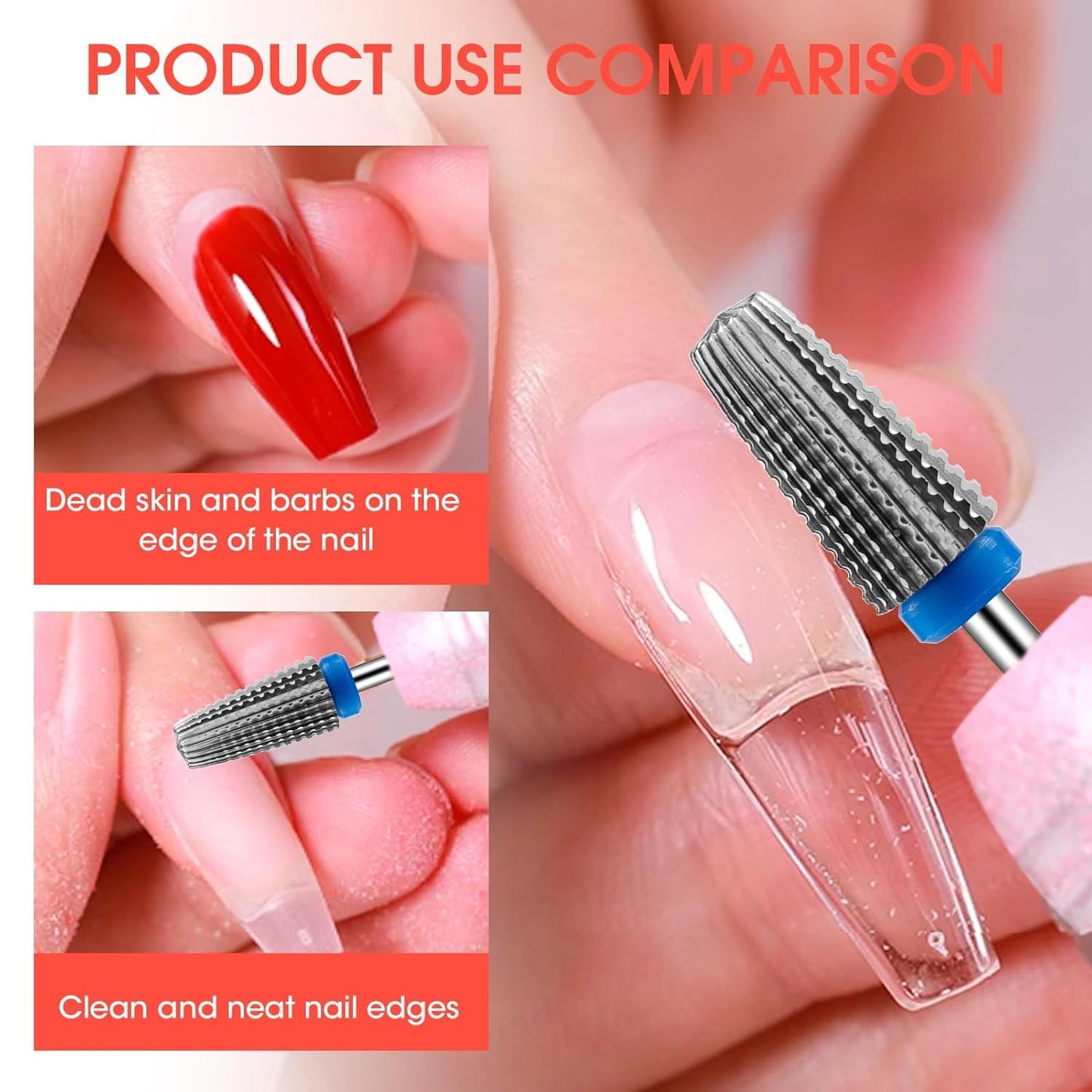 3/32" 5 in 1 Professional Carbide Nail Drill Bits Sets, 2 Pack Tungsten Safety Drill Bits Tech, Cuticle Bit Fast Remove for Manicurist Nail Salon Manicure Pedicure Gel Polishing (2 Shapes)