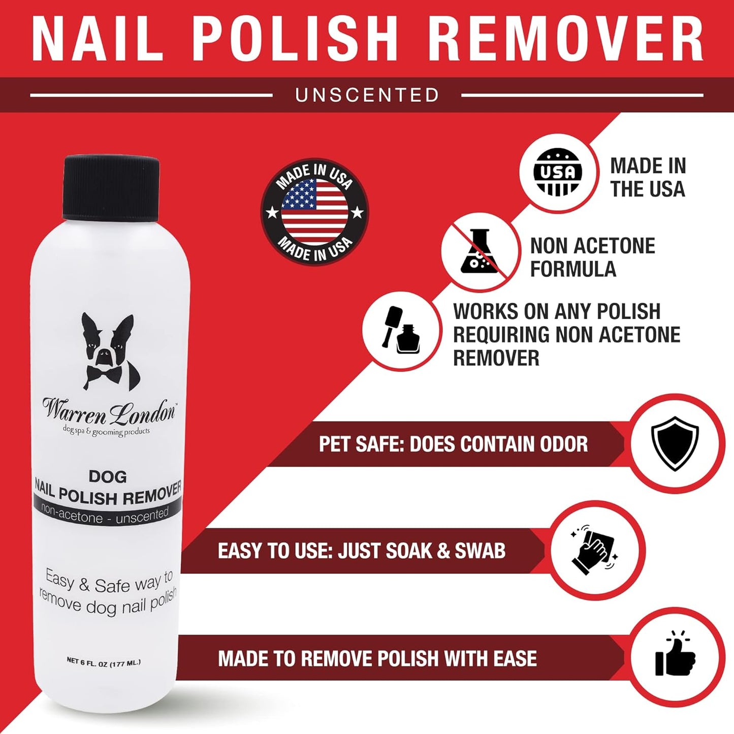 Warren London - Dog Nail Polish Remover | Non Acetone Formula | Use with Pawdicure Polish Pens & Other Pet Nail Polish | Made in USA