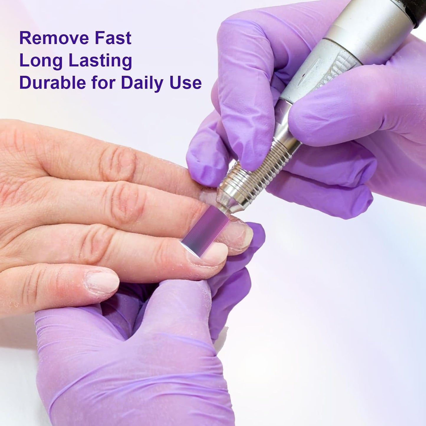3/32" Large Barrel Bit Tungsten Carbide Nail Drill Bit Safety Bit for Gel & Acrylic Removal, 2- Way Rotating Efile Tip, Salon Electric File Accessory (XF Girt, Purple)