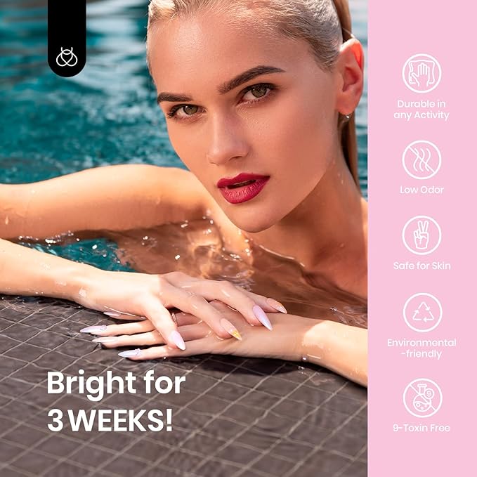 Beetles Baby Pink Gel Polish - 15ml Shimmer Nail Polish Pearl Gel Polish Blue Glitter Nail Gel Soak Off Uv LED Nail Lamp Nail Art Manicure Salon DIY Home