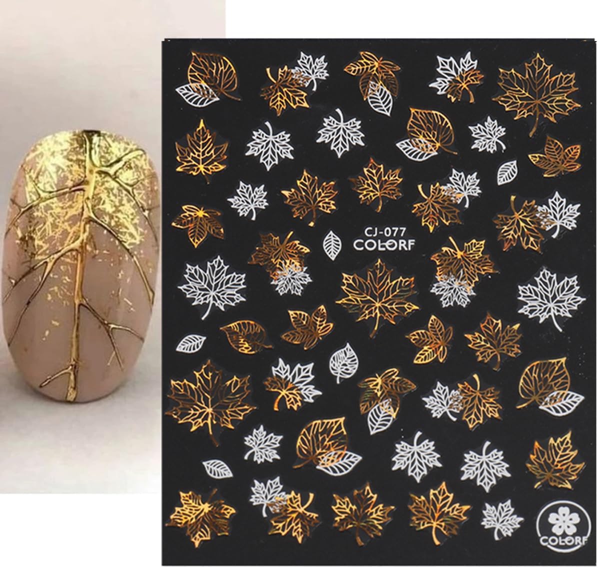 Maple Leaf Nail Art Stickers Decals Fall Nail Stickers 6PCS Golden Autumn Leaves Pine Nut Squirrel Autumn Nails Design Thanksgiving Day Nail Art Supplies Fall Stickers for Nails Manicure Decor