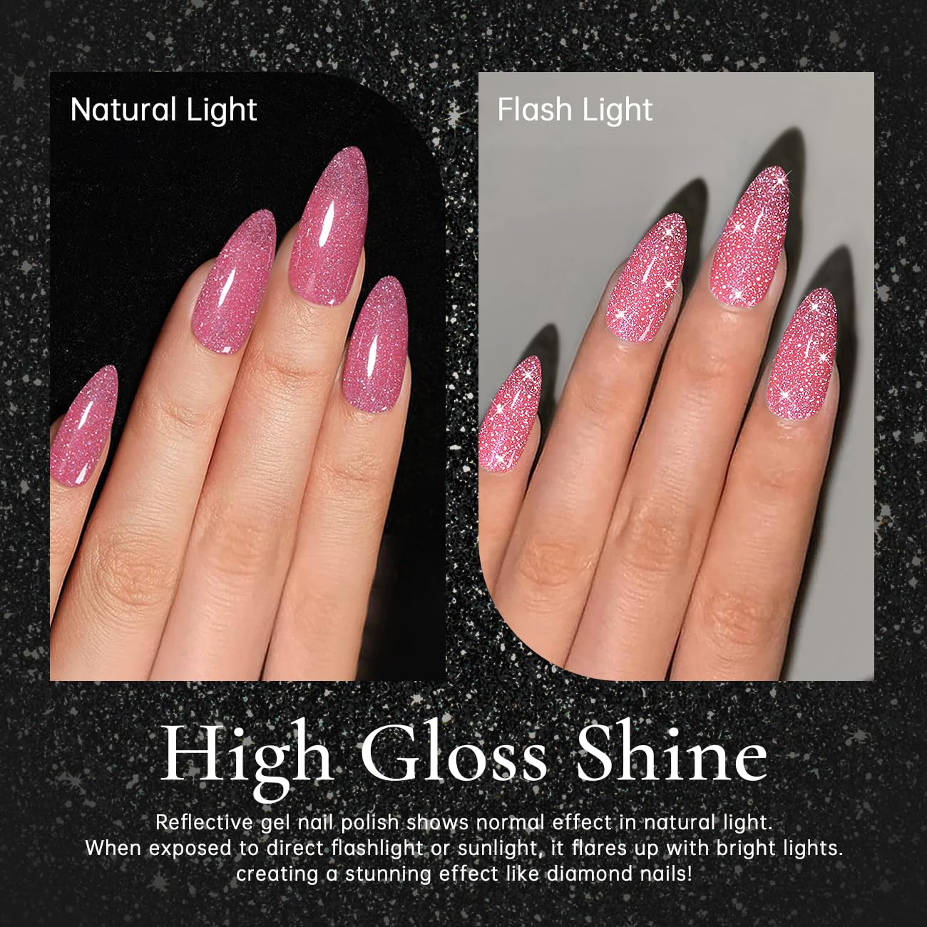 RARJSM Nude Reflective Glitter Gel Nail Polish Rose Pink Sheer Jelly Gel Polish Flash Diamond Sparkle Rainbow Silver Shimmer Pigments Soak off Curing Requires 15ml Single Bottle for Home Salon