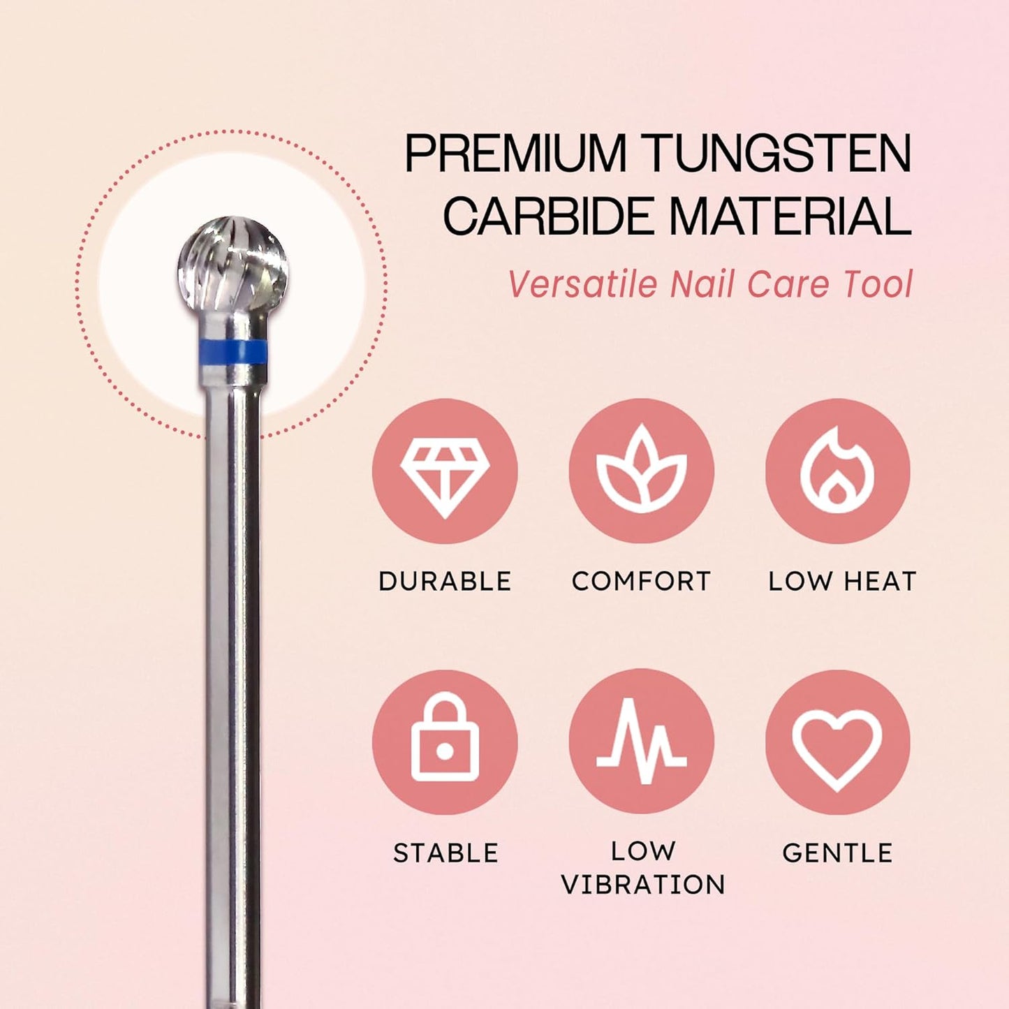 PANA 3/32" Carbide Cuticle Nail Drill Bit for Cuticle Cleaning, Dead Skin Removal, Gel Polish & Acrylic Removal, Under Nail Cleaner, Nail Salon, Manicure Tools (Large Ball Head - Silver, Medium)