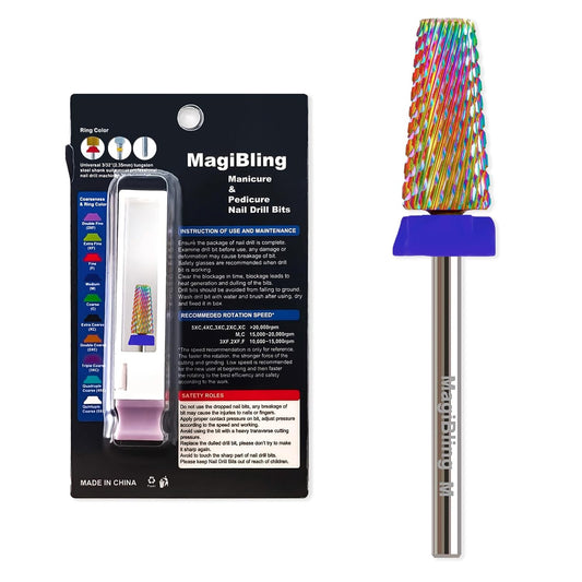 Professional 5 in 1 Tapered Nail Drill Bits, 3/32'' Safety Tungsten Carbide Bits, Remove Hard Gel Fast, Left & Right Hand Use, Easy for Beginner, Technicians Bits, Medium.