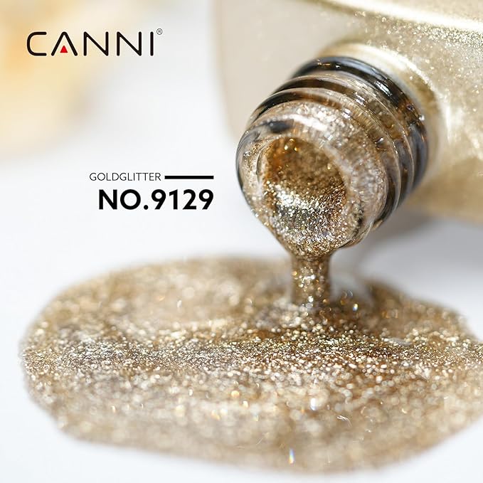 CANNI Gold Gel Nail Polish, 1Pcs Glitter Gold Gel Polish Color High Gloss Soak Off U V Nail Manicure Salon DIY