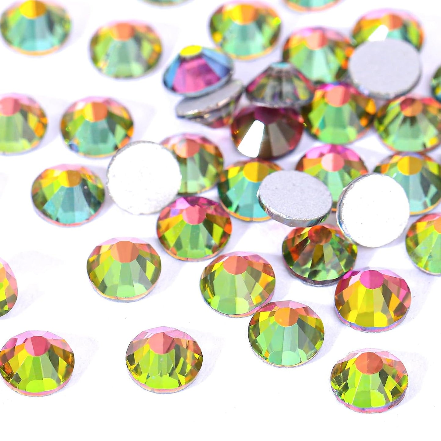 Novani Rhinestones 3000Pcs Flatback Crystal Round Loose Gemstones Glass Rhinestones for Crafts Makeup Nail Art Clothes Shoes DIY Decorations(SS10, 2.7-2.9mm,Rainbow)