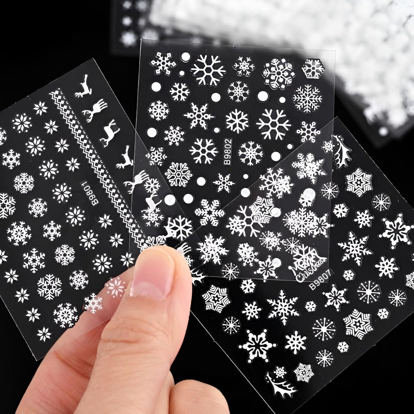 30 Sheets Snowflake Nail Stickers Decals 3D Self-Adhesive White Christmas Nail Art Stickers Santa Claus Elk Snowmen Nail Supplies New Year DIY Nail Decals Accessories