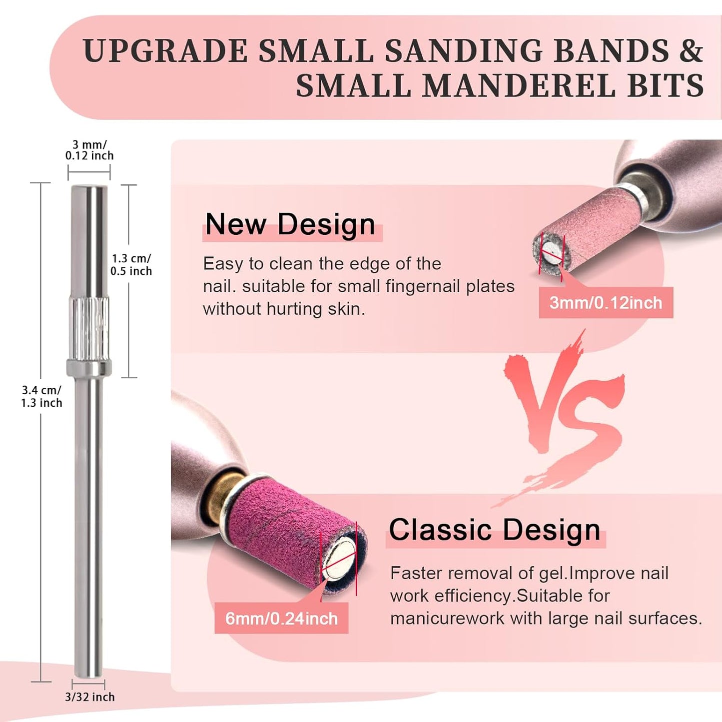 200 Pcs Nail Sanding Bands, 150 Grit Small Sanding Bands for Nail Drill, A Mixed Pack of Mini Sanding Band for Nails Tech and Professional Acrylic Gel Manicures (150#Pink+150# Pink)