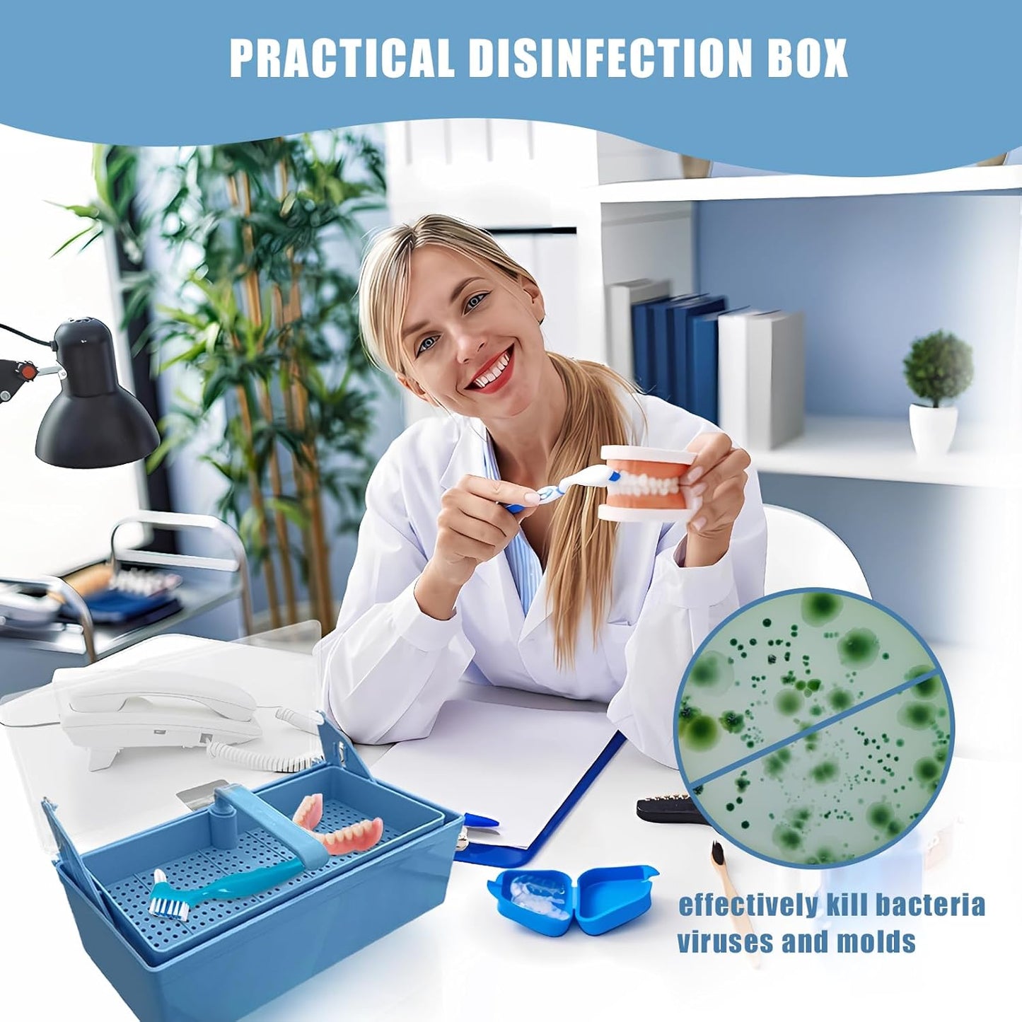 TTKBHHQ-Dental Instrument Sterilization Box, Cold Sterilization Tray Depository for Plastic Instruments for Dentistry, Dental Tools, Tattooing, and Nail Care. (blue)