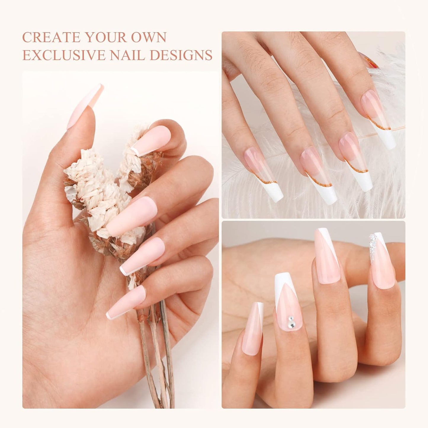 Saviland French Tip Nail Stamp: 8PCS Clear Silicone Nail Stamping Nail Art Stamper Kit, 2+2PCS Long & Short Jelly Stamper with Scrapers Nail Stamper Kit for French Manicure Home DIY Nail Salon
