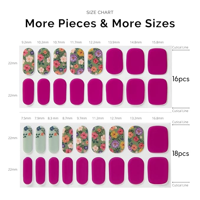 Nailog Semi Cured Gel Nail Strips 34 pcs| Long Lasting Nail Polish Sticker Wraps with Glossy Gel Finish, Retro Jungle