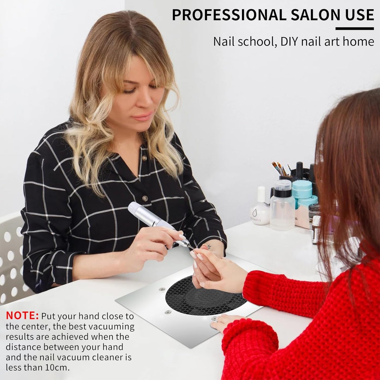 Powerful 80W Nail Dust Collector Built in Table Desk Nail Vacuum Cleaner Professional Table Embedded Dust Extractor Vacuum Built in Desktop Nail Dust Collector Quiet Nail Fan Acrylic Nail Tools