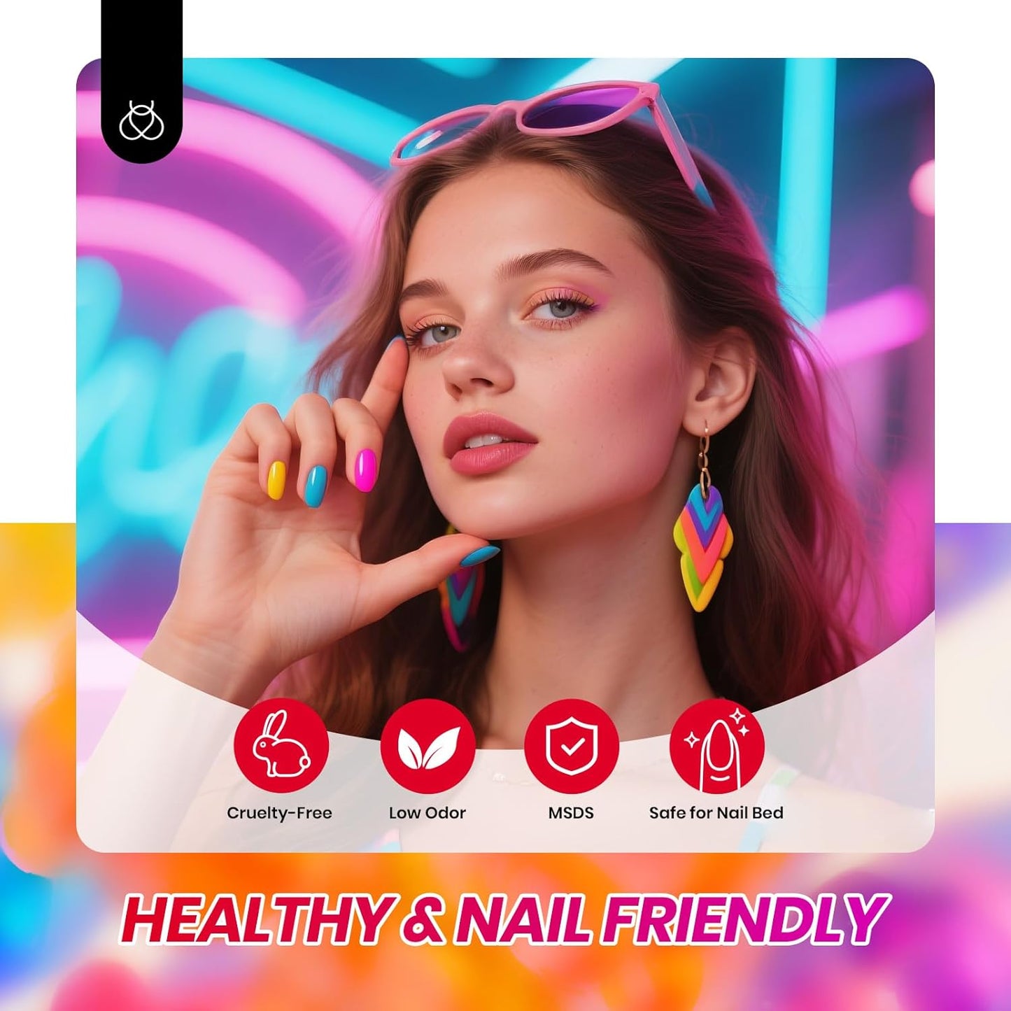 Beetles Jelly Gel Nail Polish Set, 6 Colors Summer Neon Gel Nail Polish Kit Sheer Transparent Effect Hot Pink Red Blue Yellow Green French Nail Art Tropical Glow Series Manicure Gift for Women