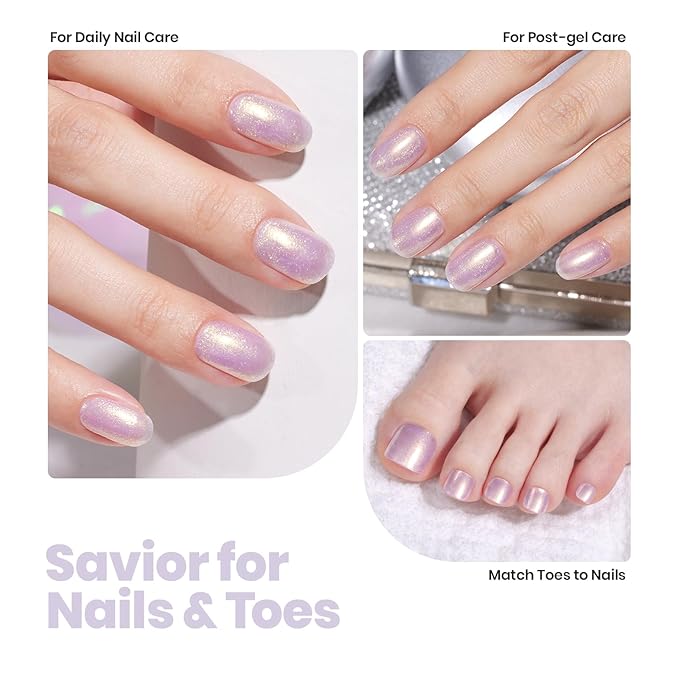 Beetles Nail Strengthener - Gold Purple Nail Concealer Fast Air Dry Shimmer Air Dry Nail Growth for Damaged Uneven Nails Fingernail Polish Imperfection Masking for Gold Shimmer Manicure Salon Quality