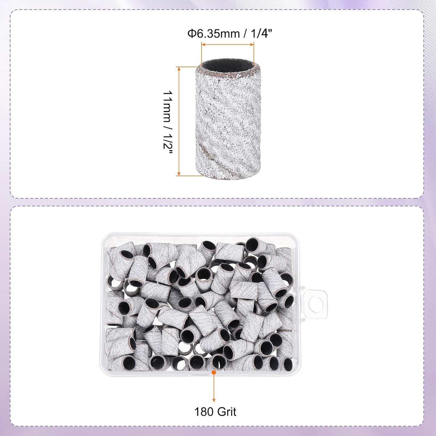 HARFINGTON 100pcs Small Sanding Bands 180 Grit for Nail Drill Bits Mini Sanding Band for Nails Gel Manicures White