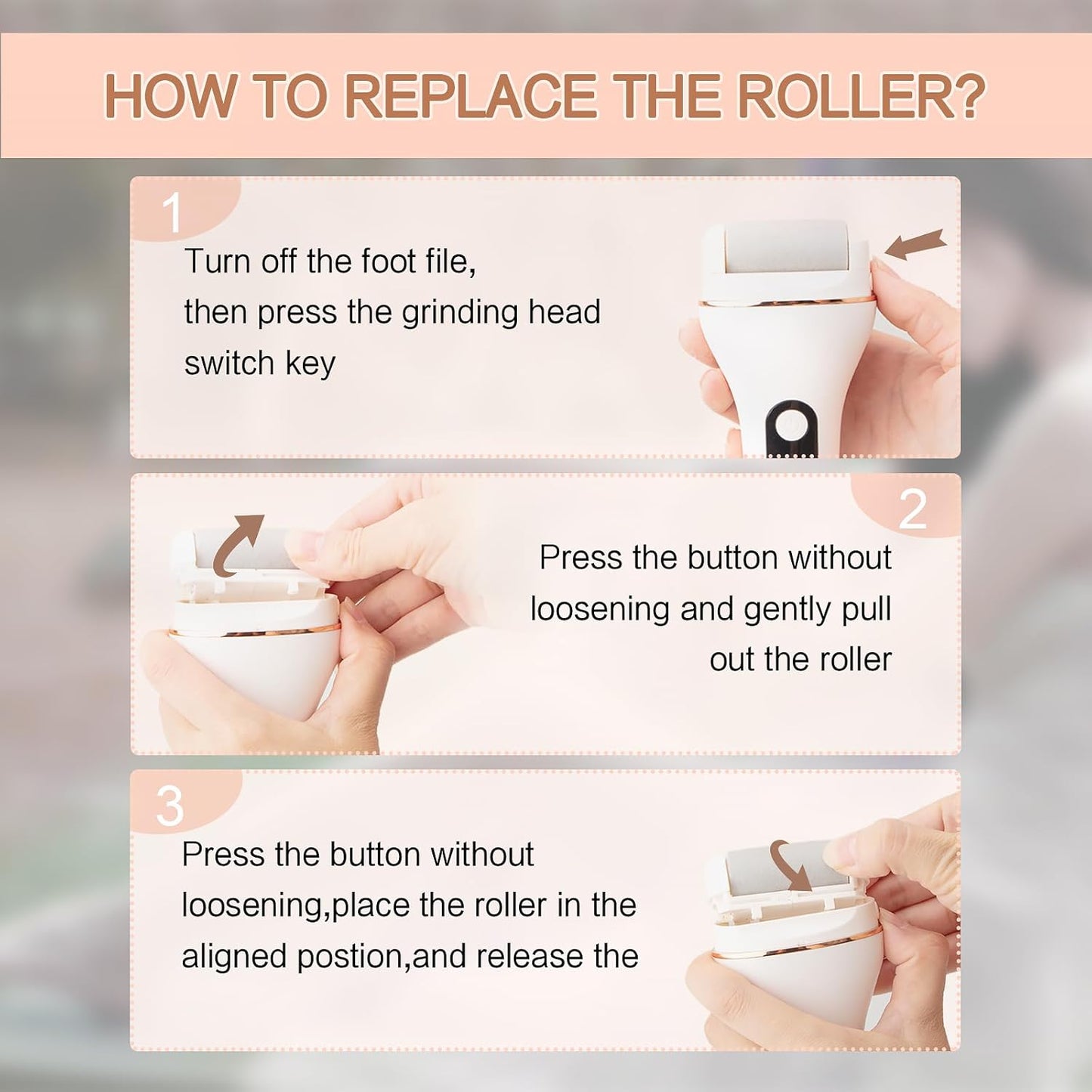 AdamPark Callus Removers 8 Pack Replacement Rollers Heads for Electric Feet File Pedicure Tools, Pedicure Kit Refill Rollers 3 Extra Coarse, 3 Regular Coarse, 2 Fine Coarse Refill Rollers