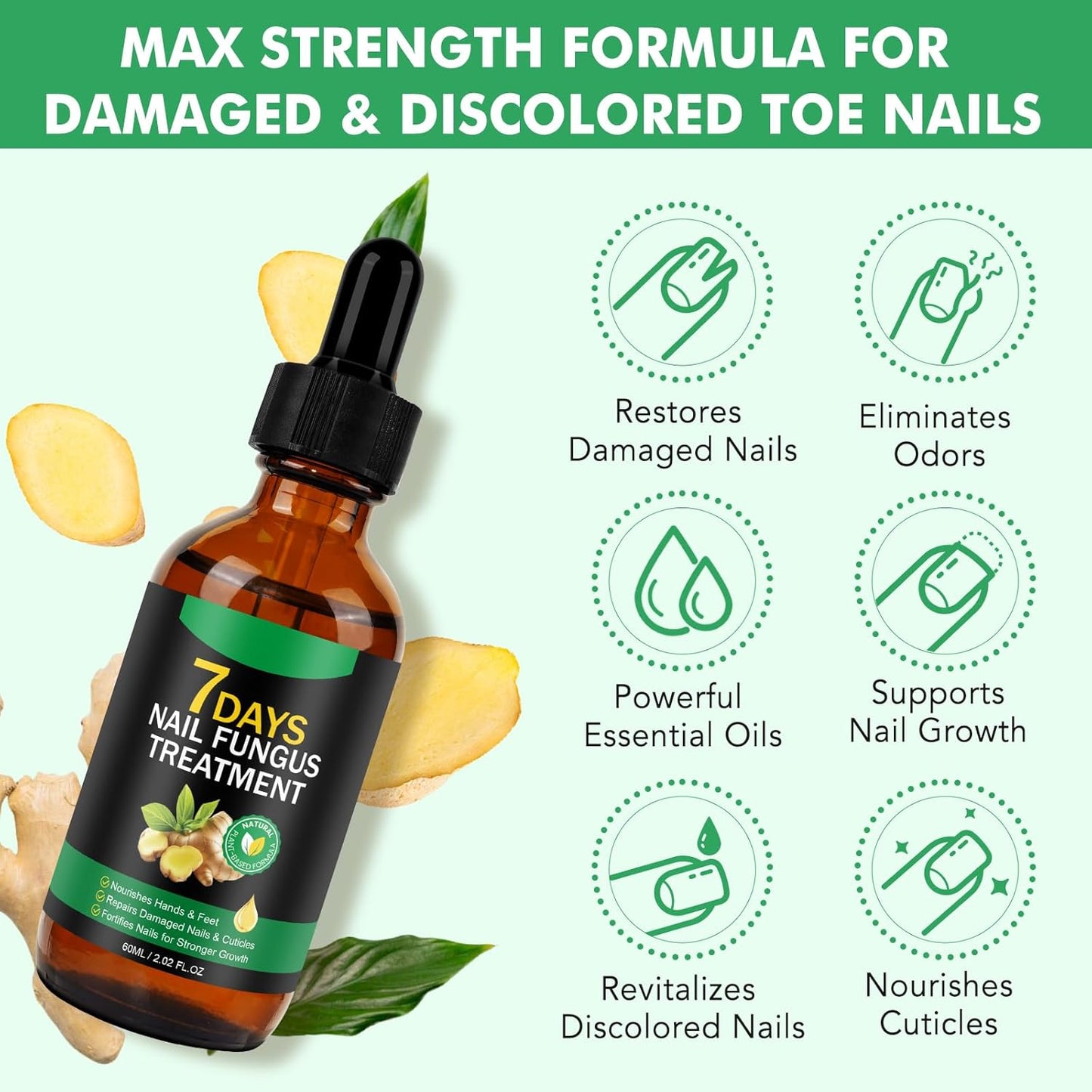 Ginger Nail Growth Strengthener Serum – Ginger-Infused Nail Repair Oil for Care, Natural Nail and Strengthener Solution