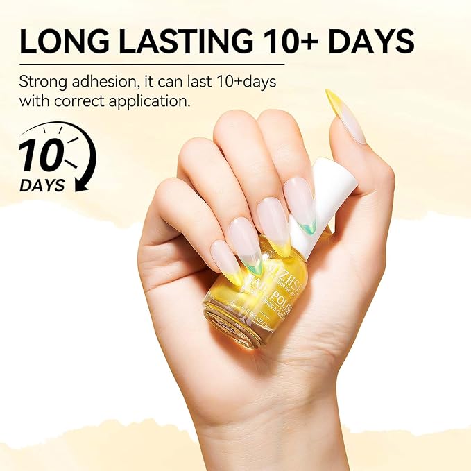 MIZHSE Quick Dry Nail Polish, Bright Yellow Nail Polish Air Dry Fast, 15ml/0.5 fl oz Regular Shiny Glossy Oil-based Shimmery Nail Lacquer Non-Gel Nail Art Salon Manicure Home DIY