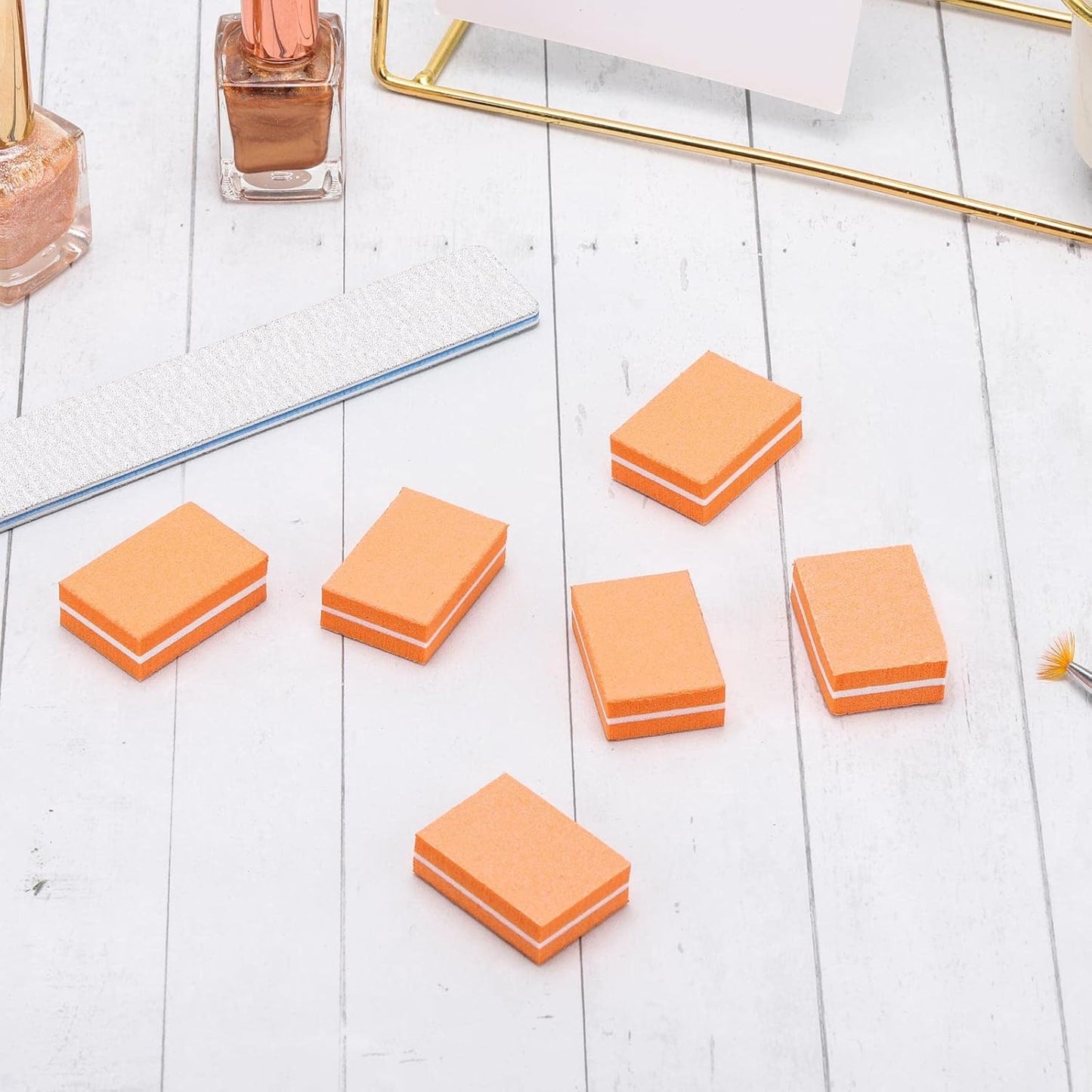 200Pcs Mini Nail Buffer Block 1.5in*1.1in*0.5in Grit Buffers for Natural Care(Orange)