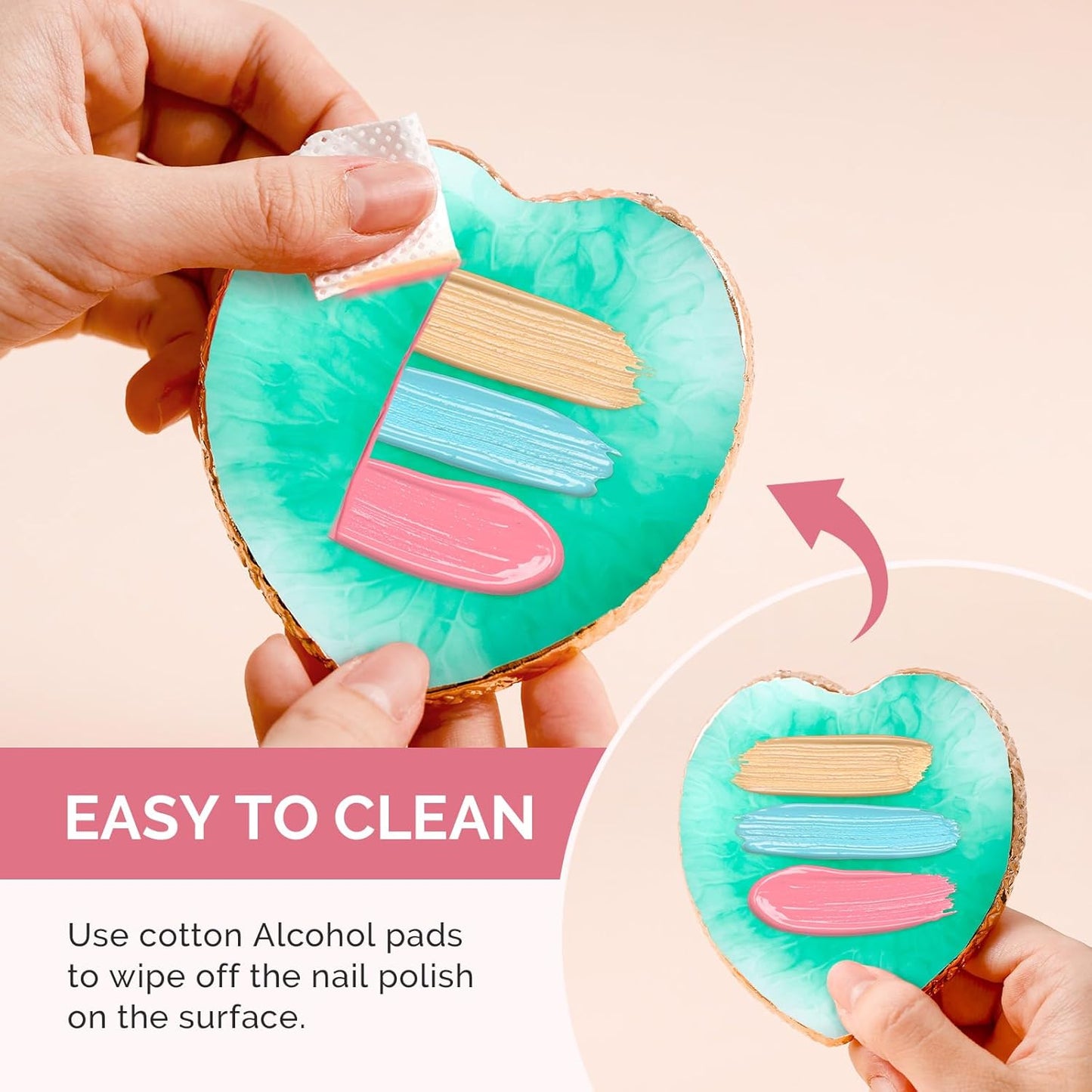 MelodySusie 1PC Heart Shape Resin Nail Art Palette, Professional Color Mixing Board for Gel Polish, Acrylics, Pigment Blending, Salon and DIY Makeup Artist Tool, Green