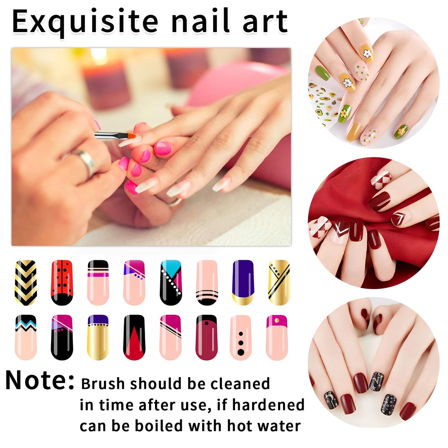 French Tip Tool,Nail Art Stamper Kit with Nail Art Brushes for DIY together,Home Manicure Starter Tool Salon(17 PCS)