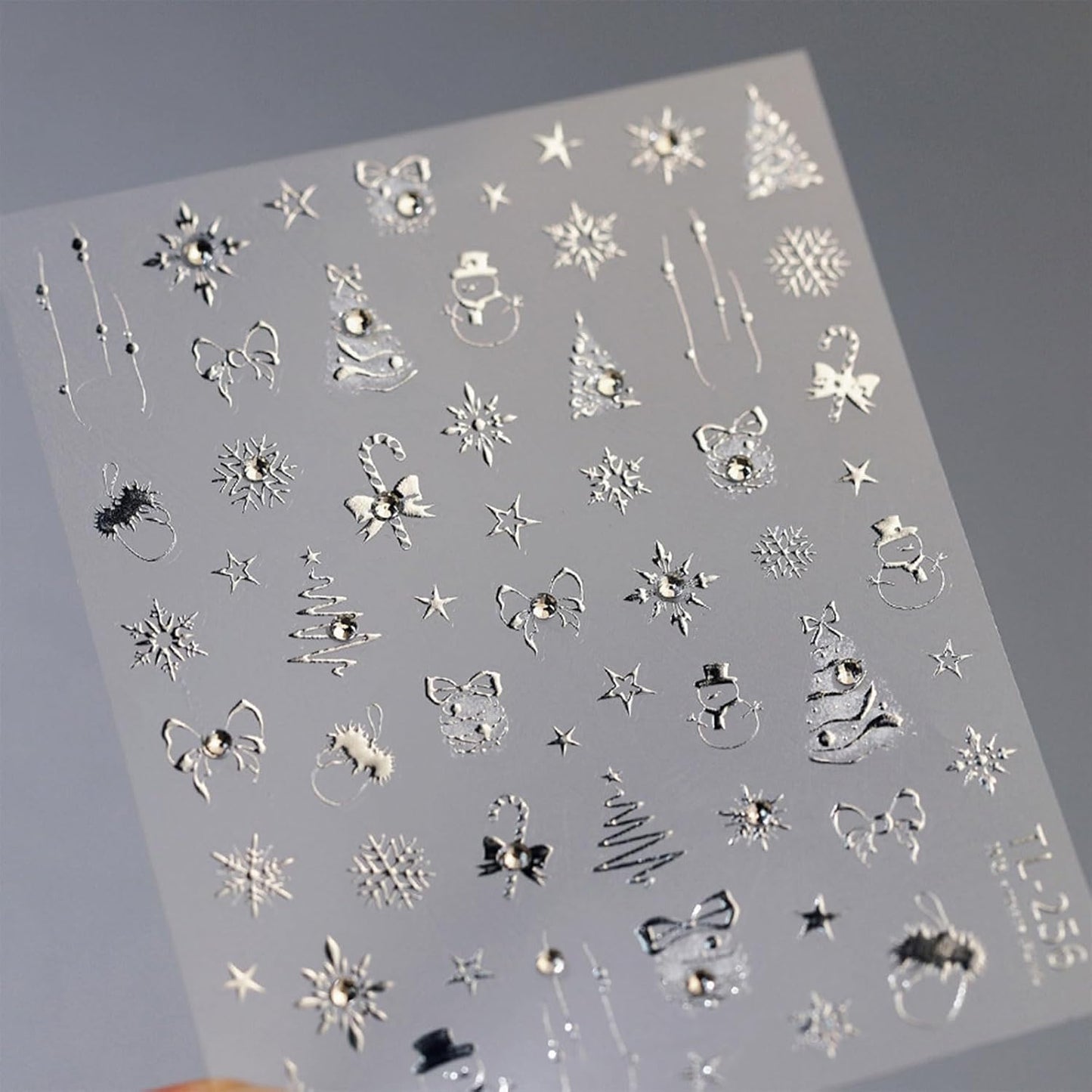 JMEOWIO 3D Embossed Christmas Holiday Snowflake Nail Art Stickers Decals Self-Adhesive 5D Nail Supplies Nail Art Design Decoration Accessories 1 Sheets