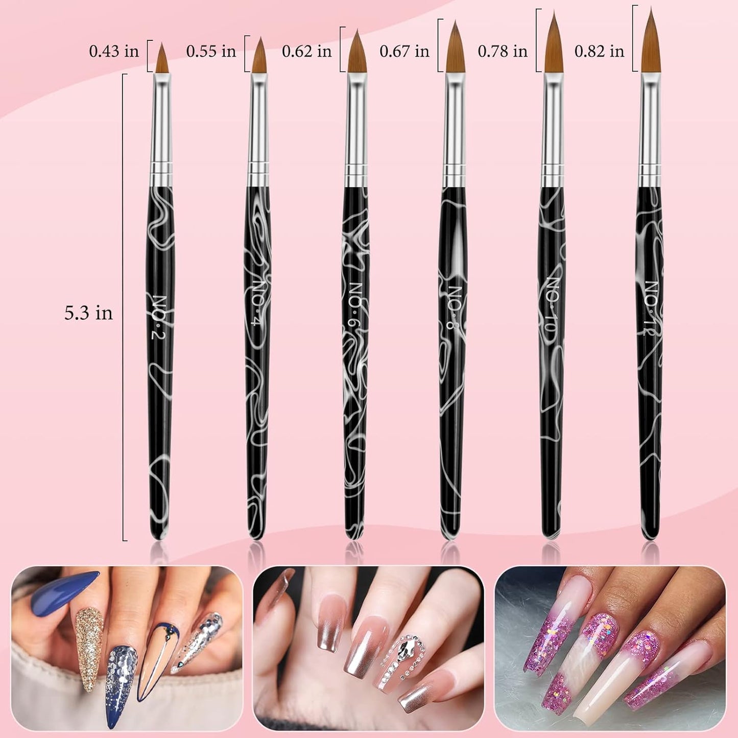 Acrylic Nail Brush Dappen Dish Set, 6PCS Nail Art Pen and 4PCS Crystal Dappen Dish, Manicure Bowl Cup Glass Container for Acrylic Liquid Nail Tool Kit (Black)