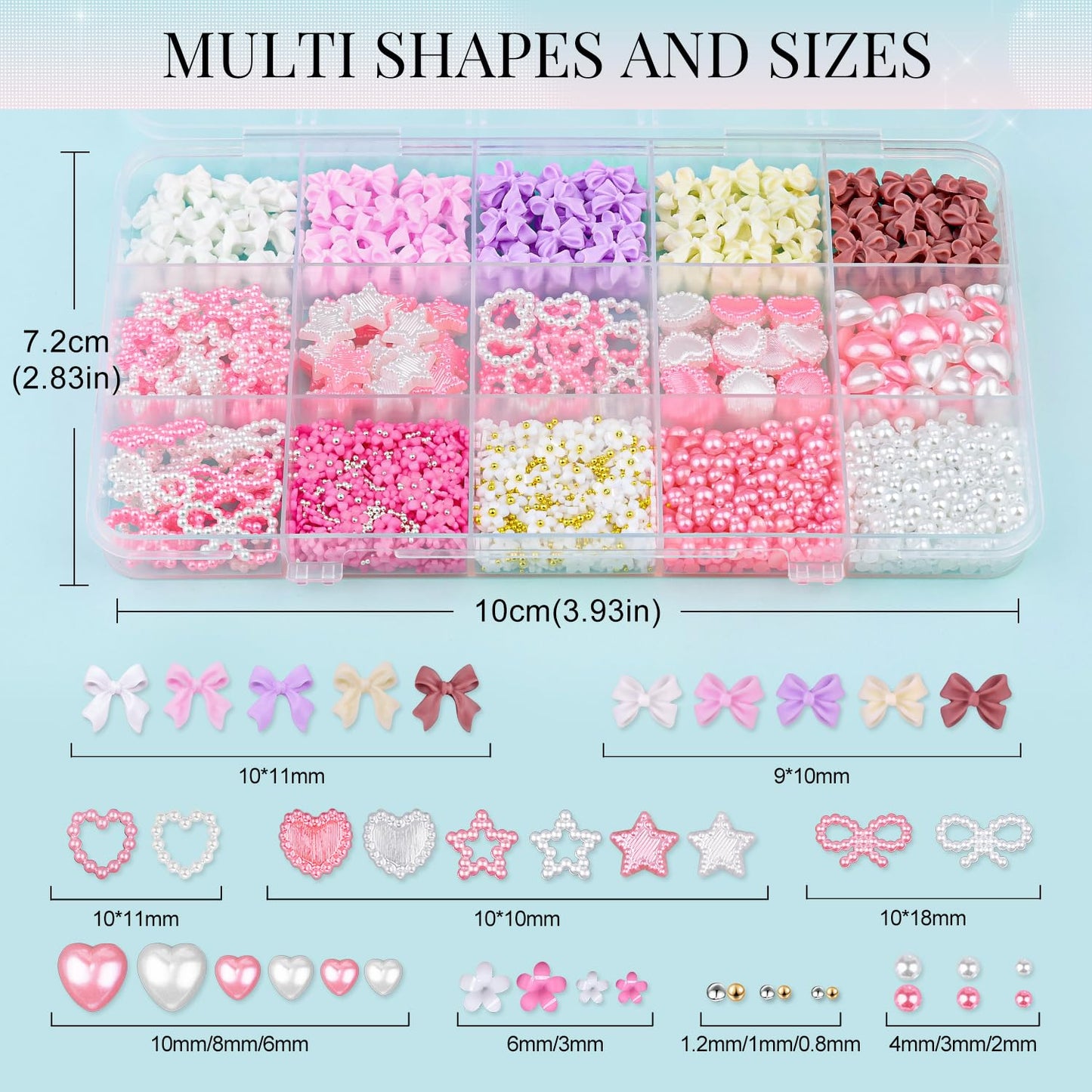 3D Nail Charms for Coquette Nails Design with Rhinestone Glue Set 5, Colorful Nail Bow Charms + Pearl Heart Star Moon Bowknot Nail Jewels + 3D Flowers and Pearls, with Picker Tools for Nail Decor