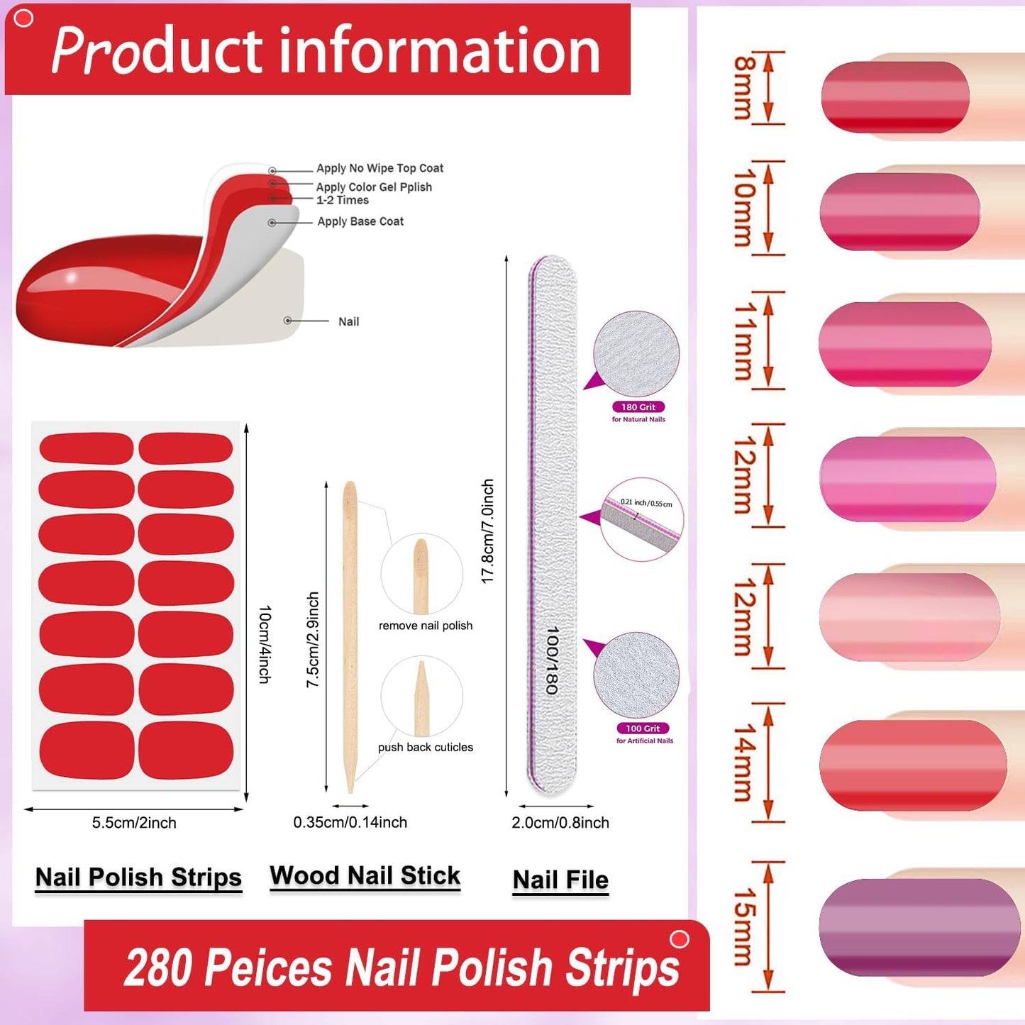 DANNEASY Nail Polish Strips (20 Sheets - Dark Solid & Matte) Gel Nail Stickers Full Nail Wraps Gel Nail Strips Self-Adhesive Manicure Sticker Nails for Women with Nail File, Cuticle Stick