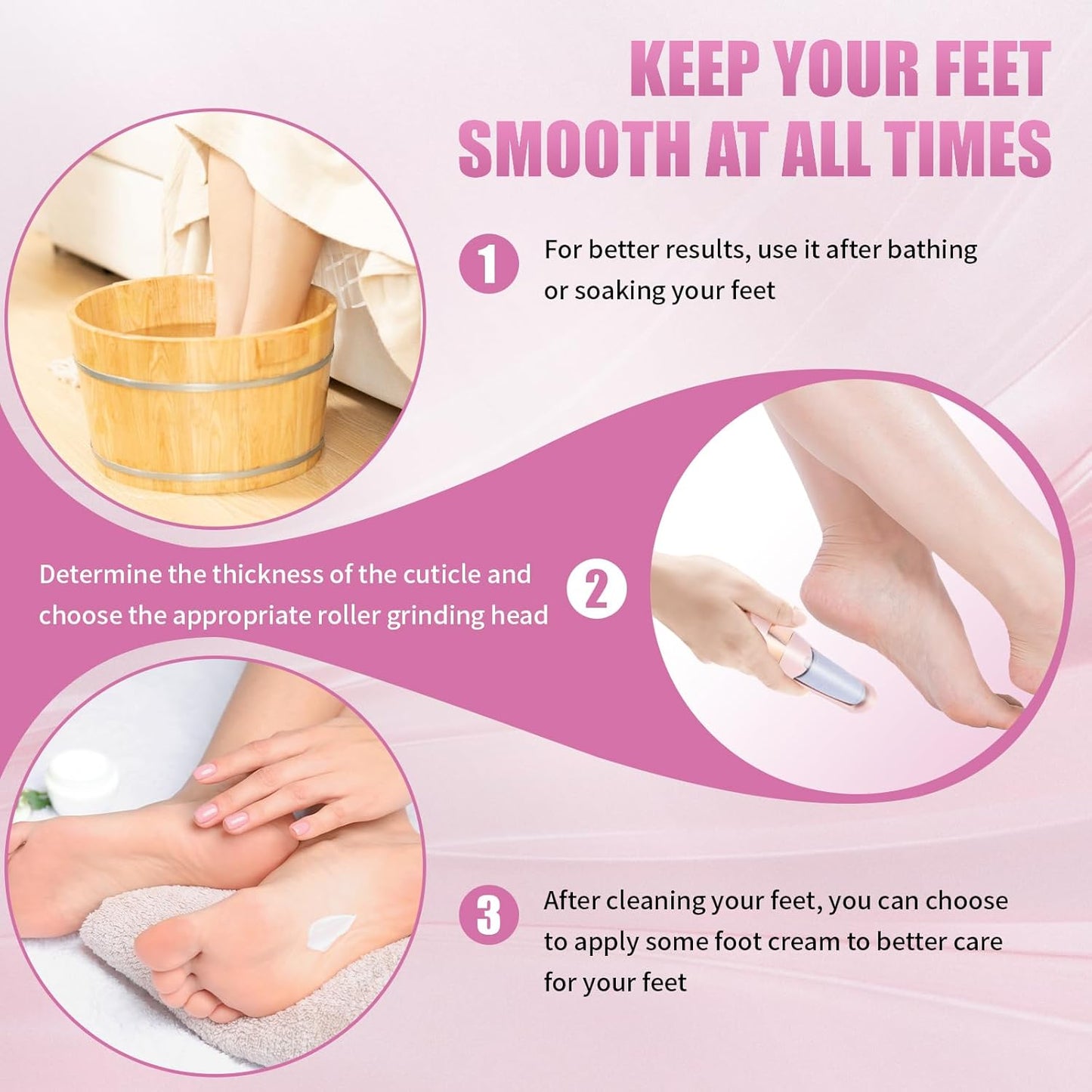 Pedicure Tool, Foot Callus Remover, Electric Pedicure Set, Foot Care, Removes Rough Dead Skin on The Feet, Making Your Feet Smooth. (Pink)