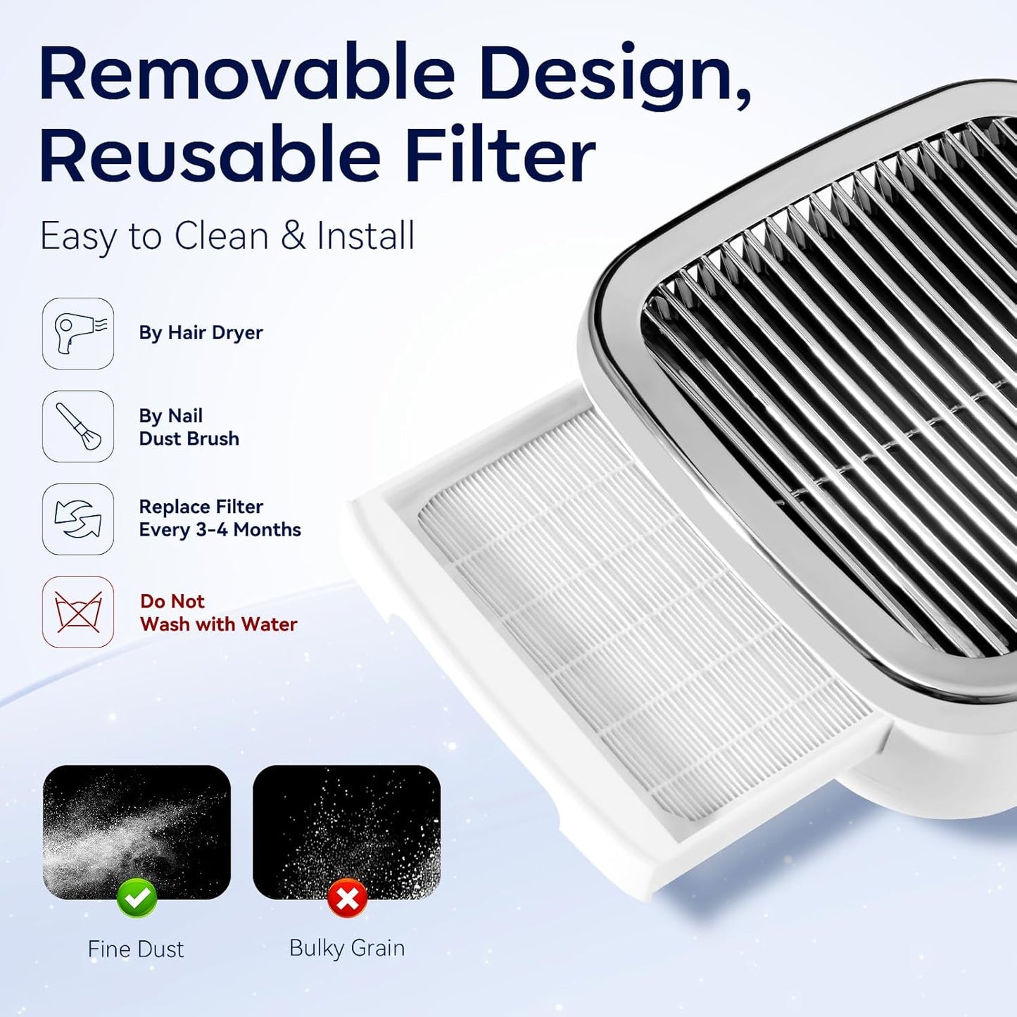 Makartt Nail Dust Collector: 60W Professional Nail Fan Dust Collector with Reusable Filter, 2 Powerful Suction, Adjustable Speed Nails Extractor Vacuum for Manicure Salon Home (Sylvie)