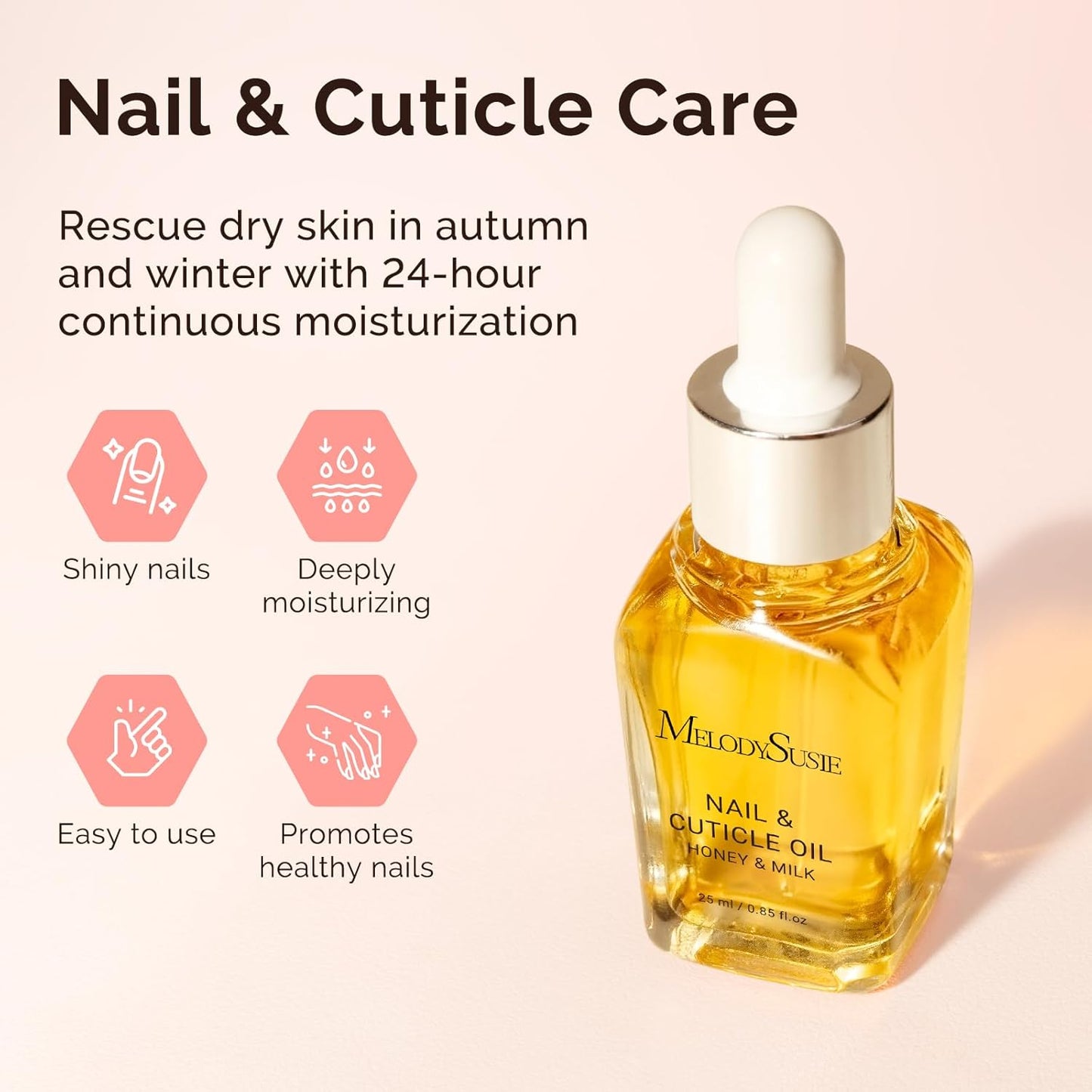 MelodySusie 25ML Cuticle Oil,Cuticle Nourishes, Promotes Nail Growth and Strength for Home and Salon Use Honey Milk