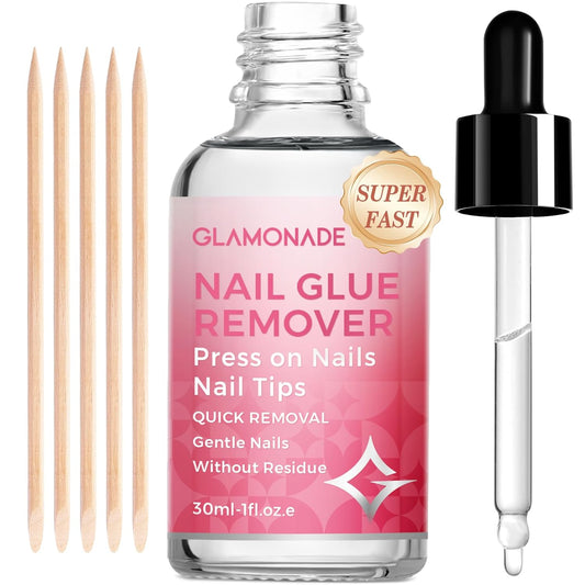 Press on Nail Glue Remover: False Nail Tips & Fake Nails Quick Easy Removal Adhesive Debonder Beginner Friendly - 30ml Non-Acetone Dissolver