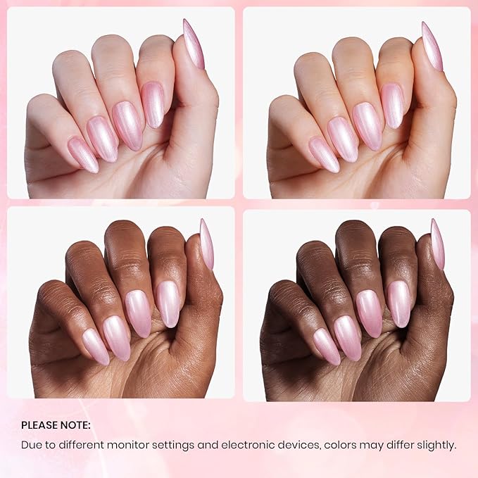 Beetles Pearl Pink Gel Nail Polish – Soft Afternoon Mermaid Gel Polish, 15ml Thread Effect Pink Nail Swirl Shell UV LED Soak Off Gel Manicure